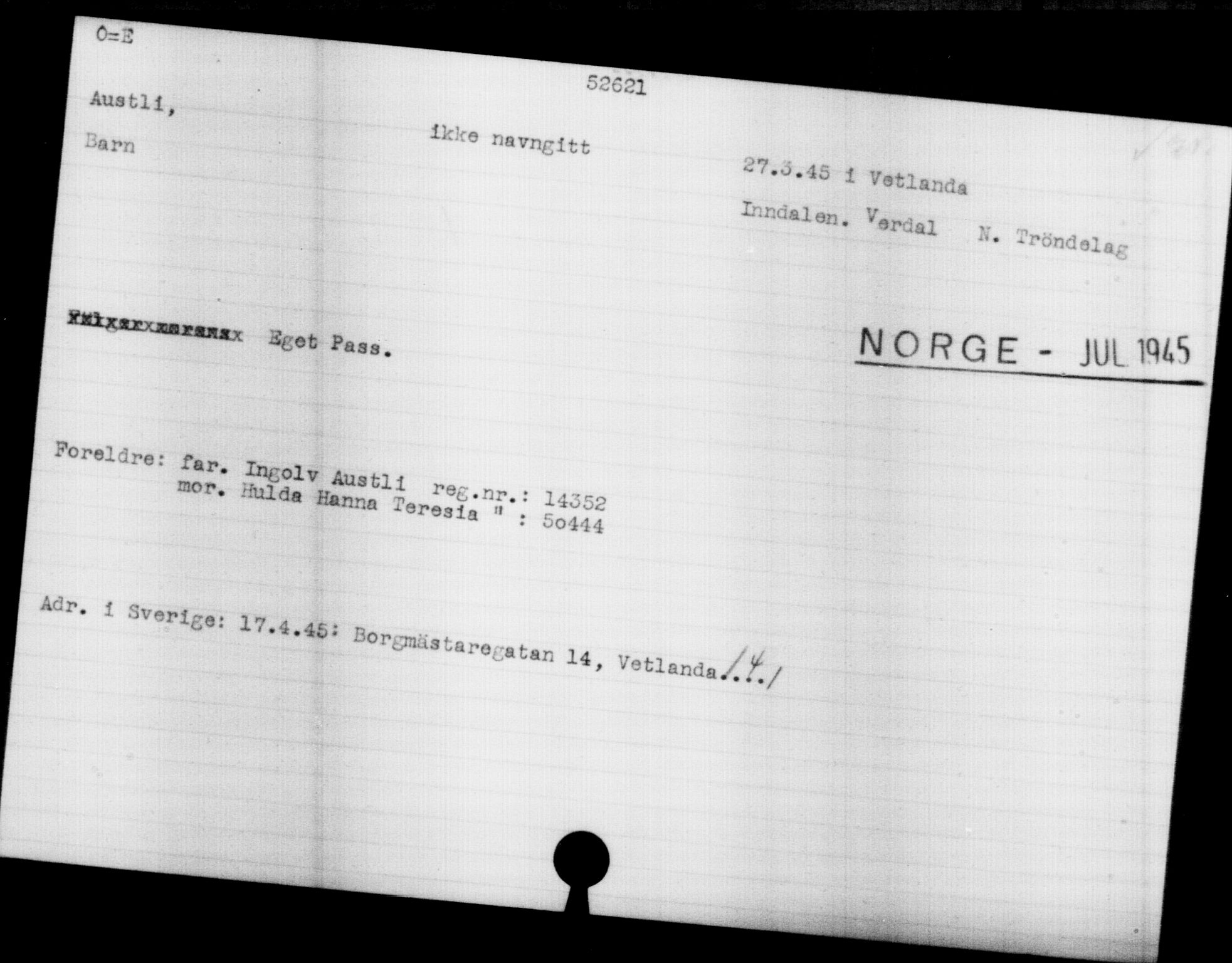 Utenriksstasjonene, Legasjonen i Stockholm, Flyktningkontoret, AV/RA-S-6753/V/Va/L0019: Kjesäterkartoteket, flyktninger med registreringsnr. 49600-55060, 1940-1945, s. 2092