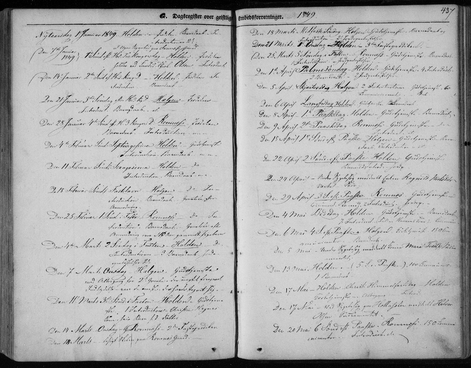 Holla kirkebøker, AV/SAKO-A-272/F/Fa/L0005: Ministerialbok nr. 5, 1849-1860, s. 437