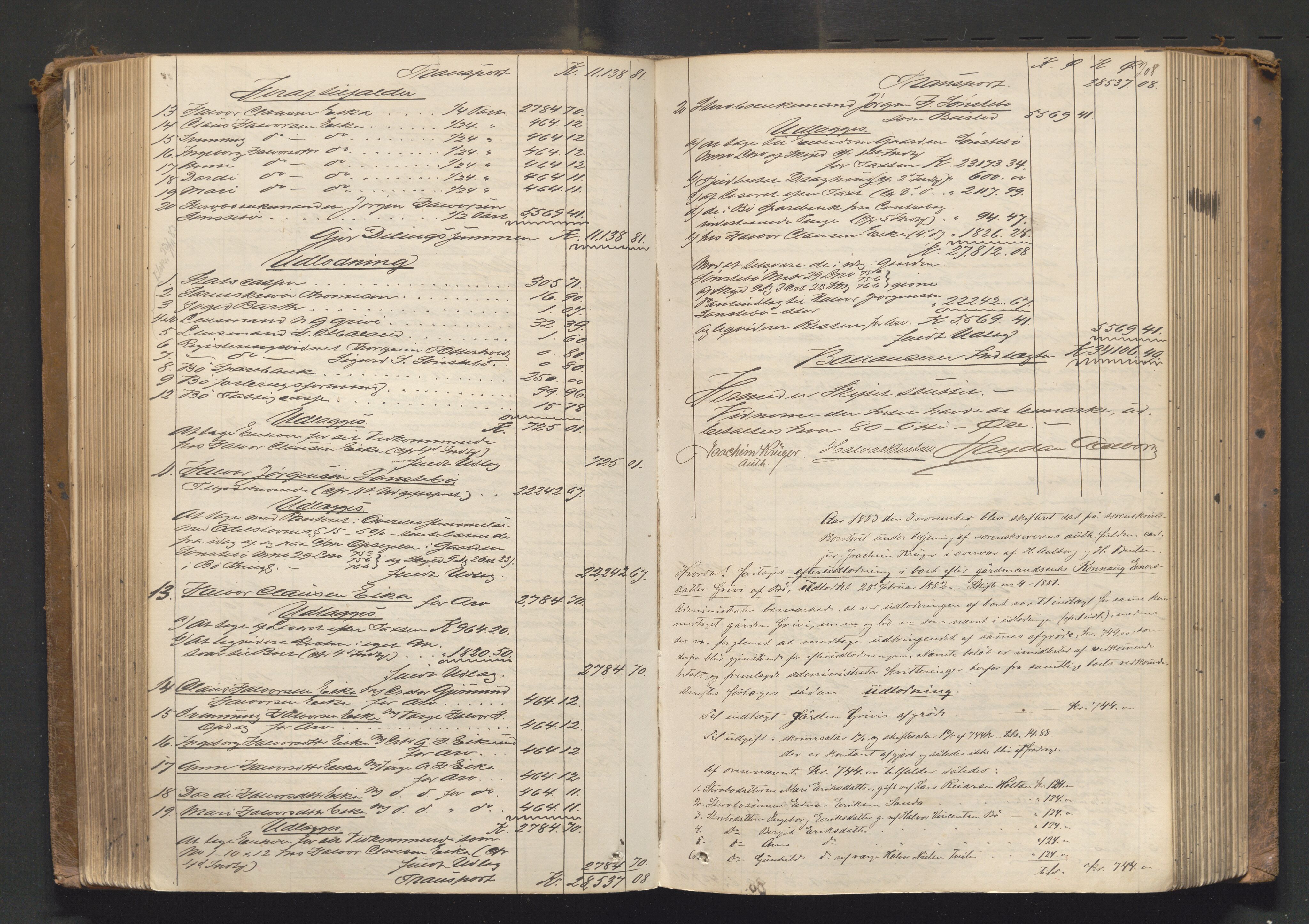 Nedre Telemark sorenskriveri, AV/SAKO-A-135/H/Hb/Hbe/L0003: Skifteutlodningsprotokoll, 1878-1892, s. 207b-208a