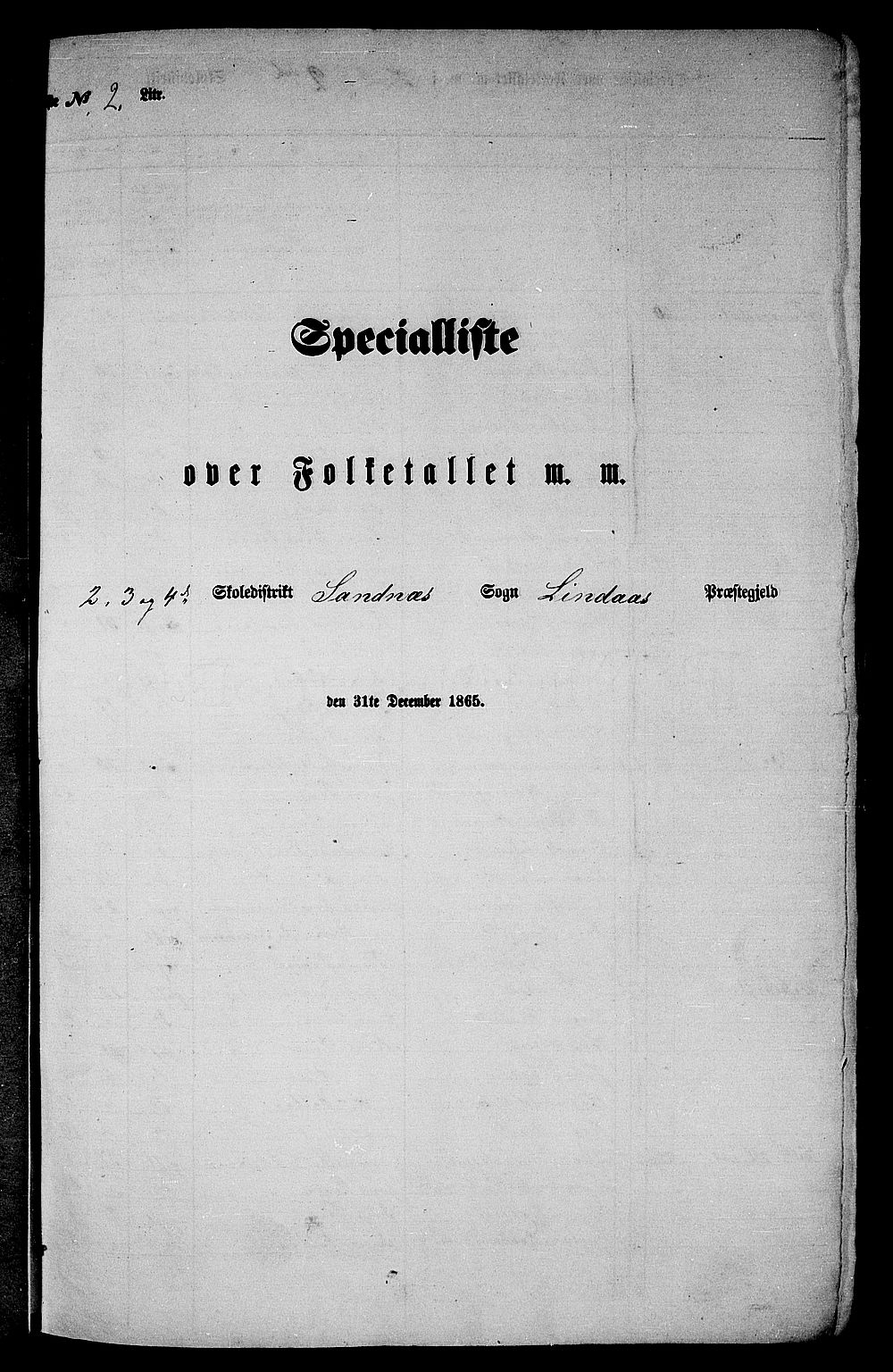 RA, Folketelling 1865 for 1263P Lindås prestegjeld, 1865, s. 29