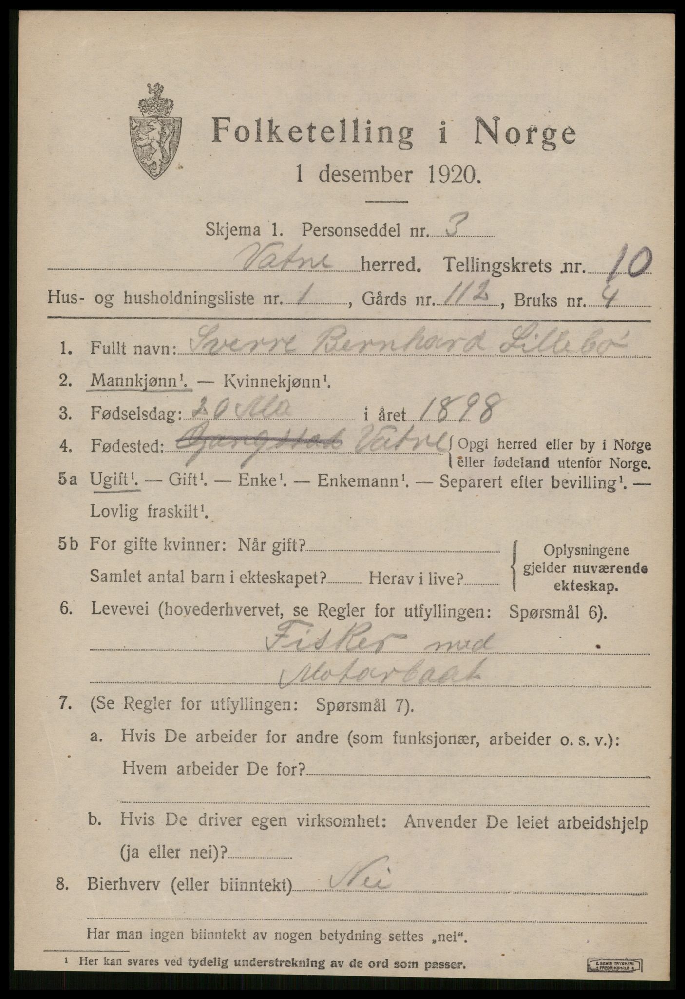 SAT, Folketelling 1920 for 1530 Vatne herred, 1920, s. 3926