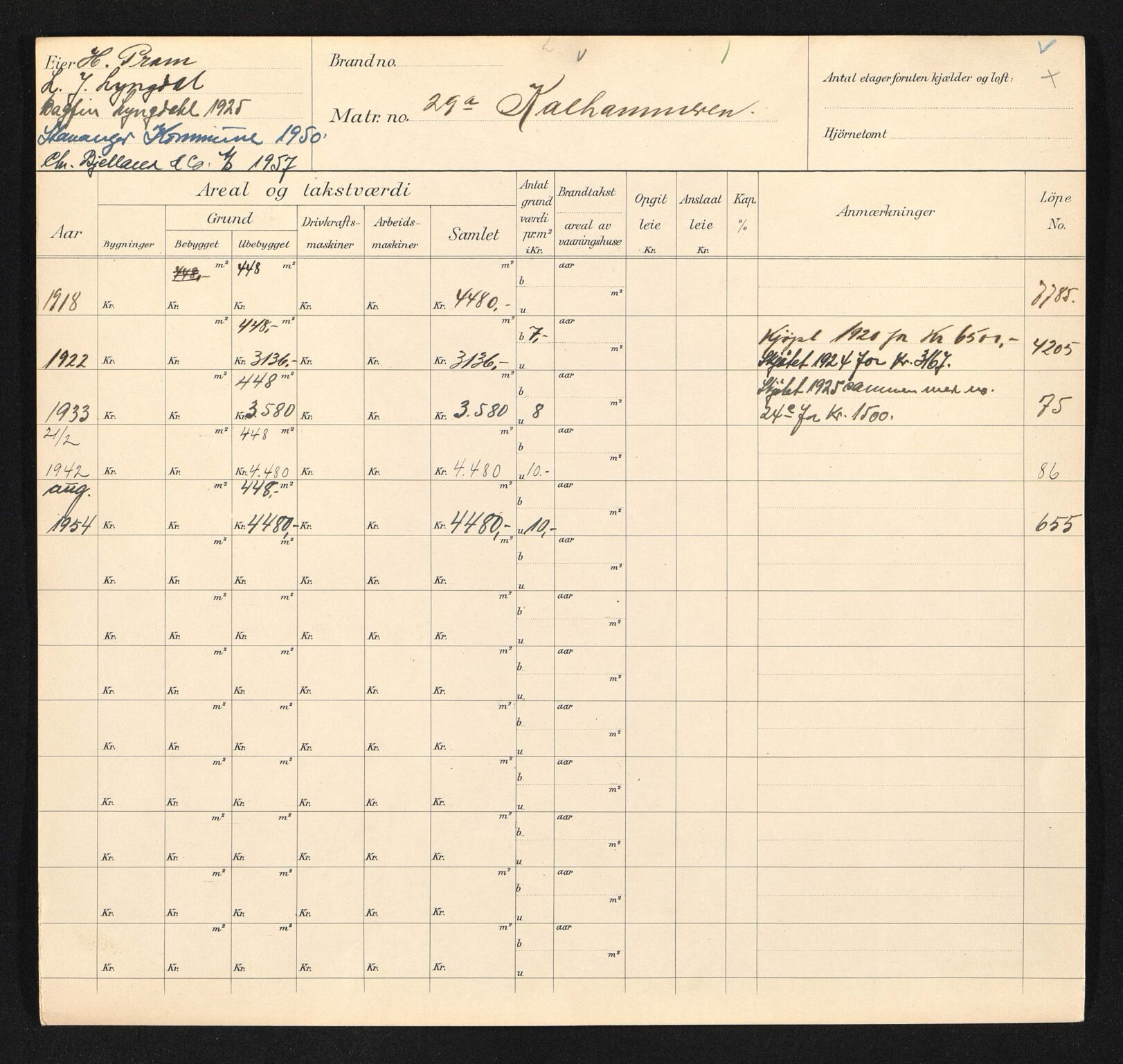 Stavanger kommune. Skattetakstvesenet, BYST/A-0440/F/Fa/Faa/L0022/0005: Skattetakstkort / Kalhammaren 29a - 60a