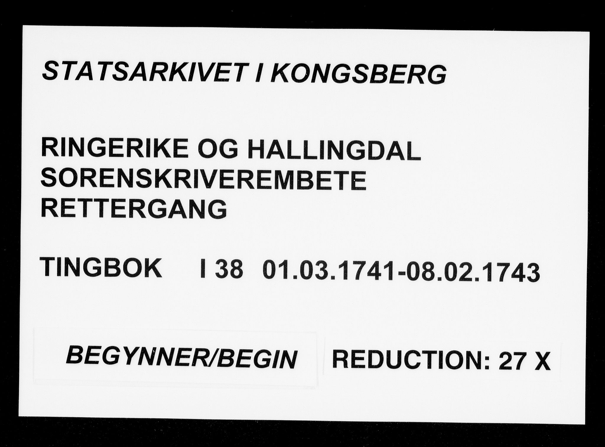 Ringerike og Hallingdal sorenskriveri, AV/SAKO-A-81/F/Fa/Faa/L0038: Tingbok, 1741-1743