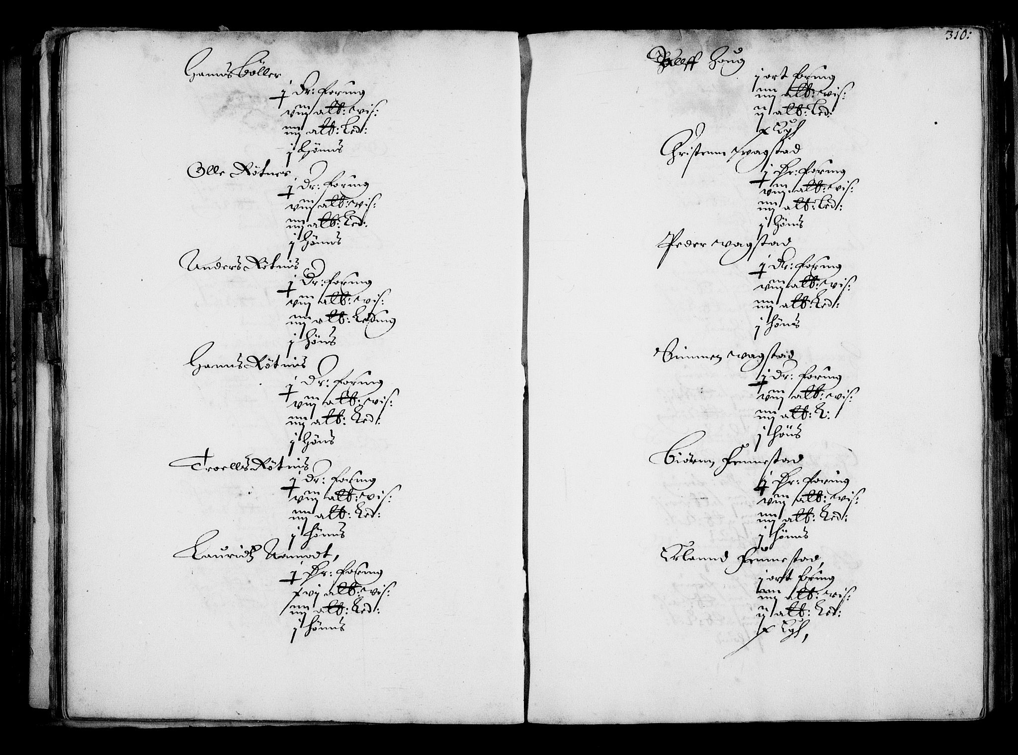 Rentekammeret inntil 1814, Realistisk ordnet avdeling, AV/RA-EA-4070/N/Na/L0001: [XI f]: Akershus stifts jordebok, 1652, s. 309b-310a