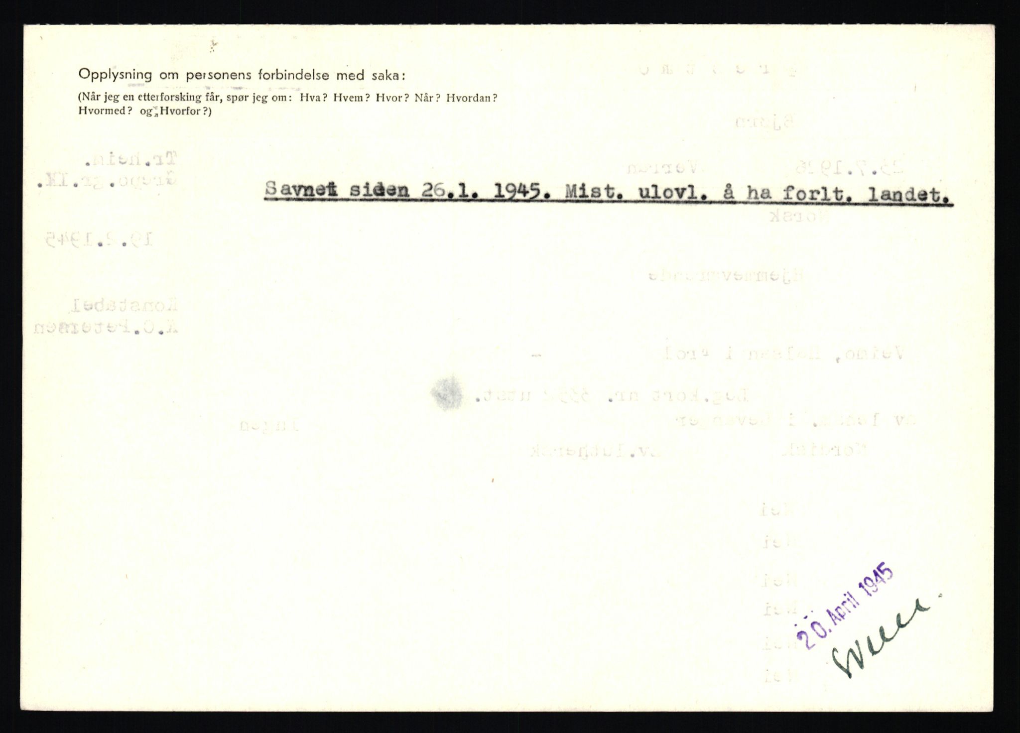 Statspolitiet - Hovedkontoret / Osloavdelingen, AV/RA-S-1329/C/Ca/L0012: Oanæs - Quistgaard	, 1943-1945, s. 4812