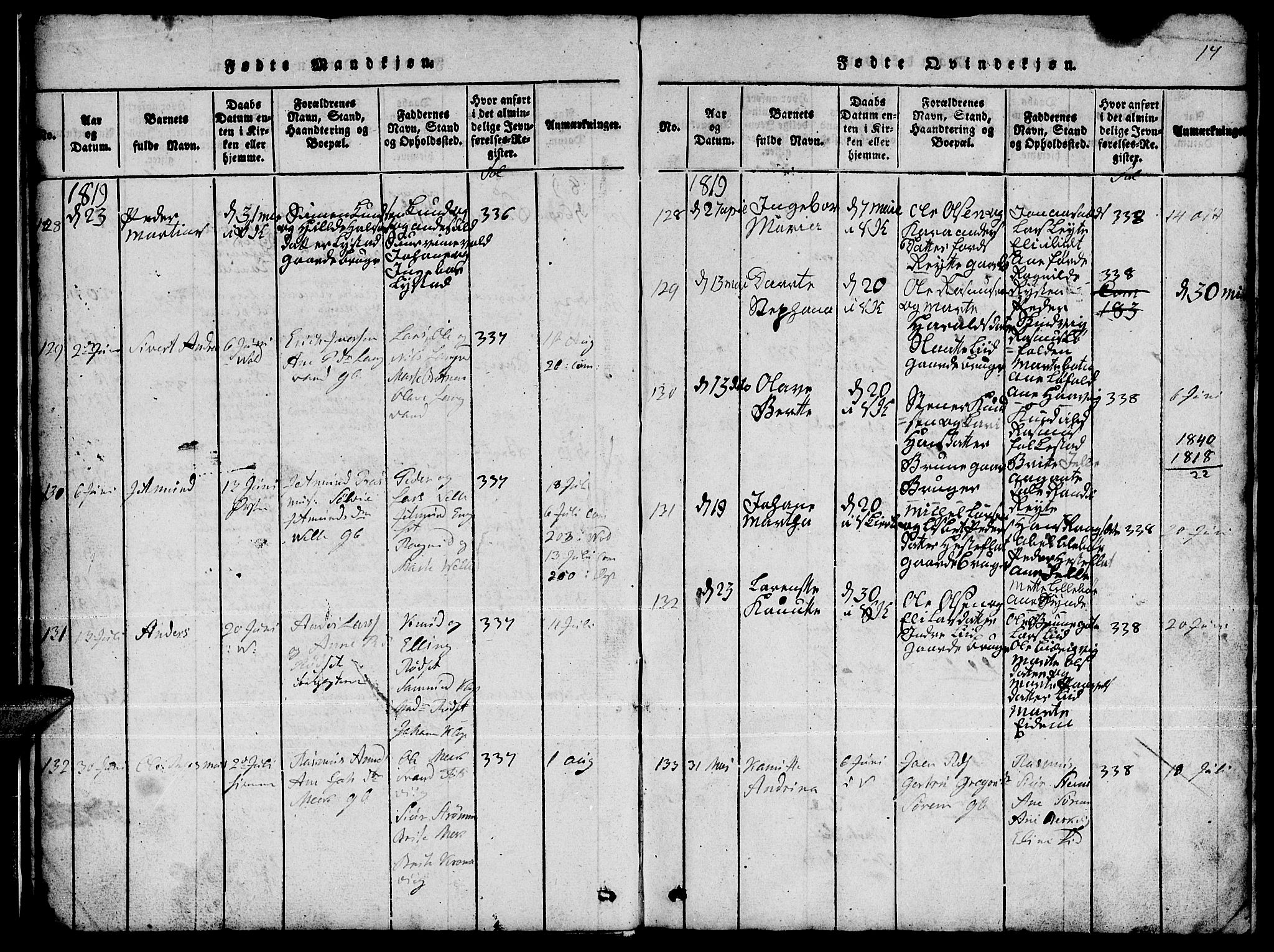 Ministerialprotokoller, klokkerbøker og fødselsregistre - Møre og Romsdal, AV/SAT-A-1454/511/L0155: Klokkerbok nr. 511C01, 1817-1829, s. 17