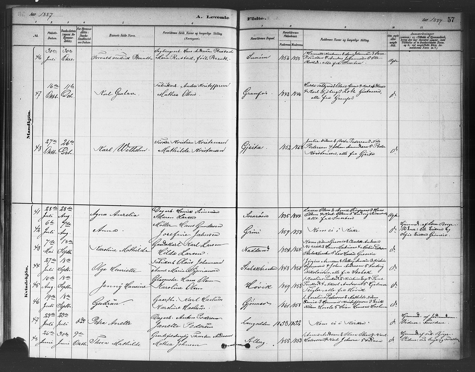 Asker prestekontor Kirkebøker, AV/SAO-A-10256a/F/Fc/L0001: Ministerialbok nr. III 1, 1879-1892, s. 57