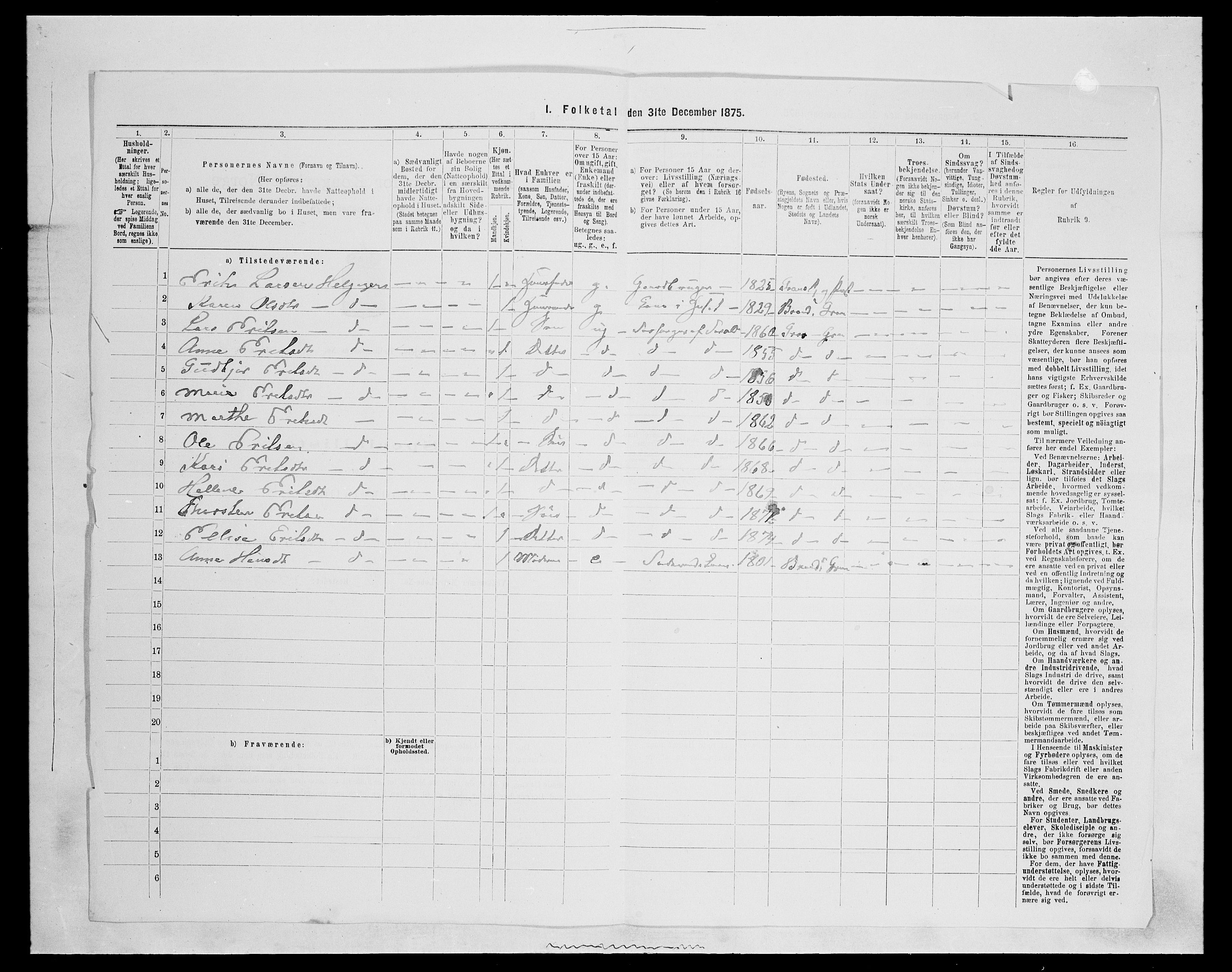 SAH, Folketelling 1875 for 0534P Gran prestegjeld, 1875, s. 1865