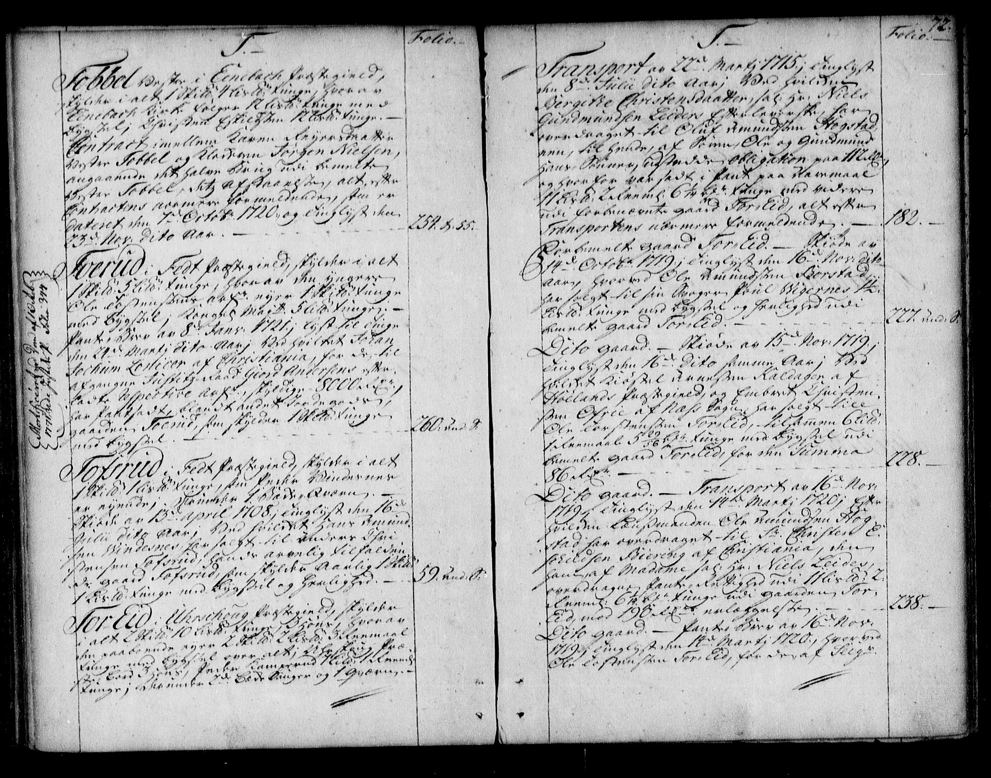 Nedre Romerike sorenskriveri, SAO/A-10469/G/Ga/Gaa/L0002: Panteregister nr. I 2, 1705-1722, s. 72