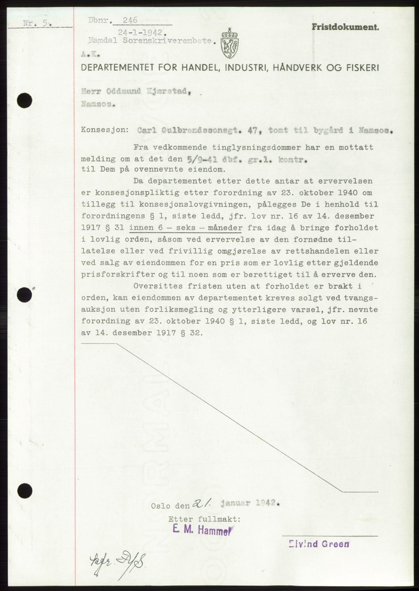 Namdal sorenskriveri, SAT/A-4133/1/2/2C: Pantebok nr. -, 1941-1942, Dagboknr: 246/1942