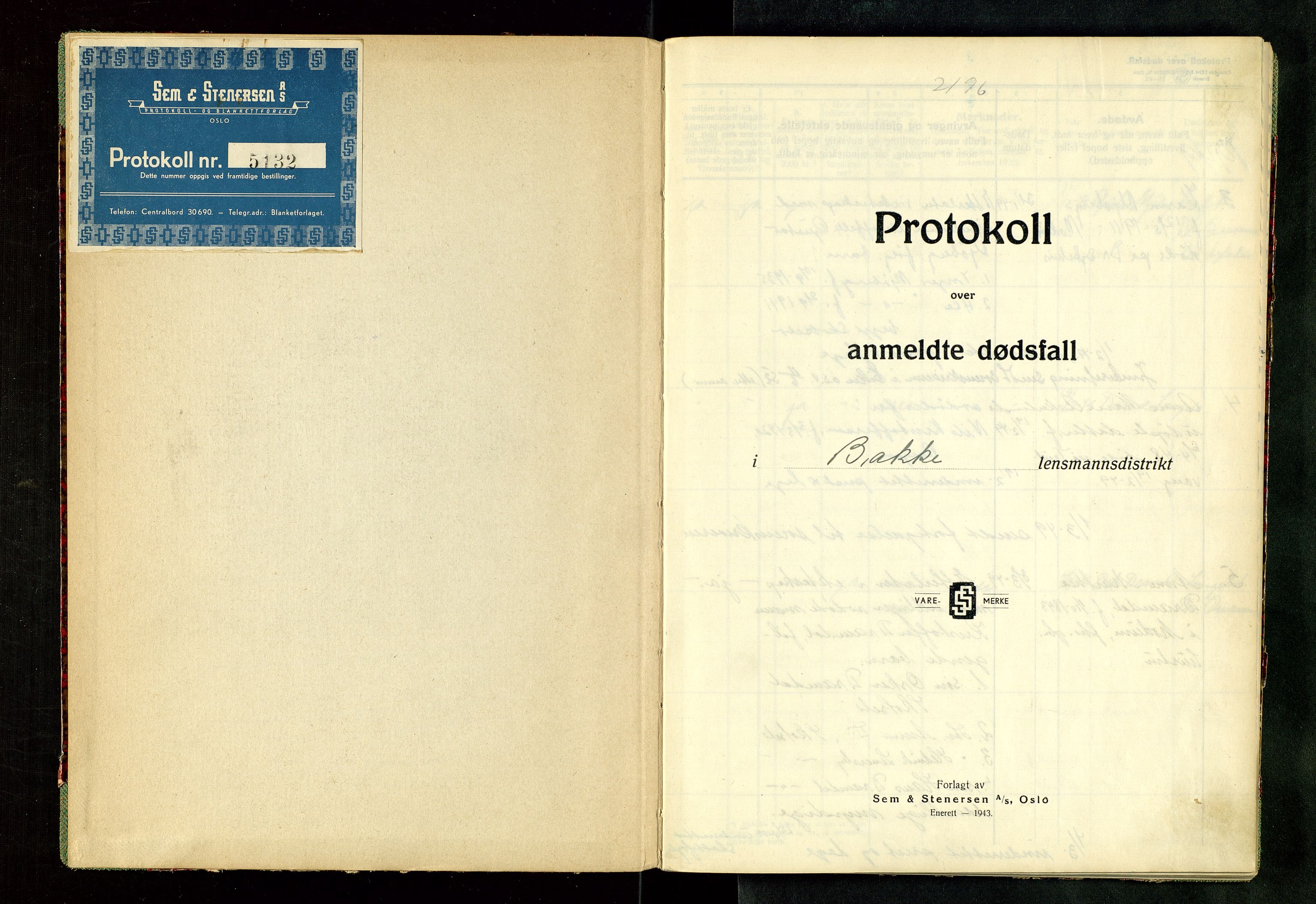 Haug og Bakke lensmannskontor, AV/SAKO-A-511/H/Ha/Hab/L0002: Dødsfallsprotokoll, Bakke, 1949-1955