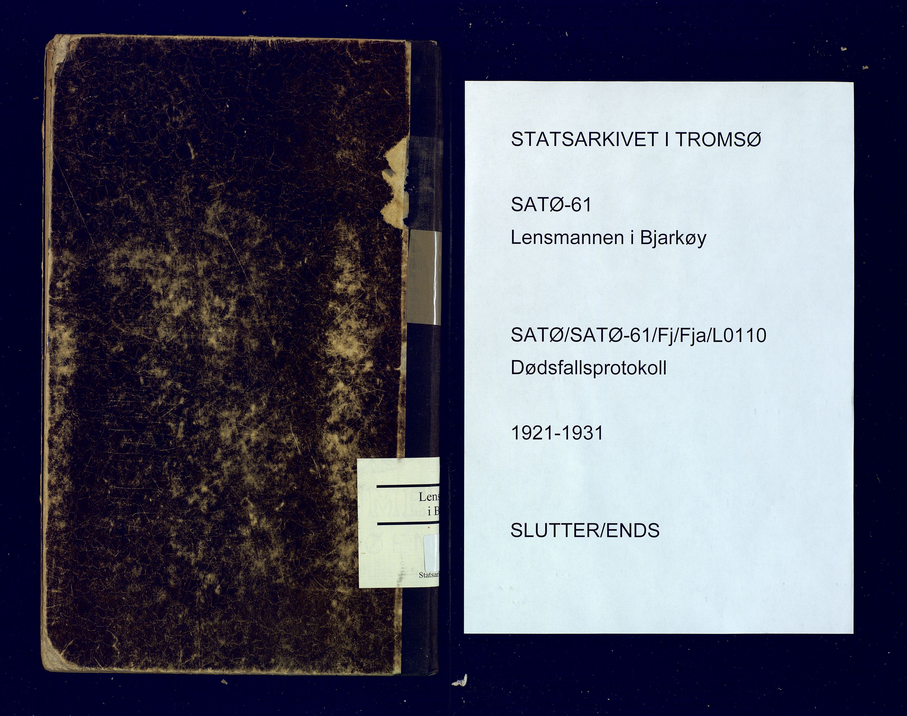 Bjarkøy lensmannskontor, AV/SATØ-SATØ-61/F/Fj/Fja/L0110: Dødsfallsprotokoll, med register løst i boken, 1921-1931, s. 52