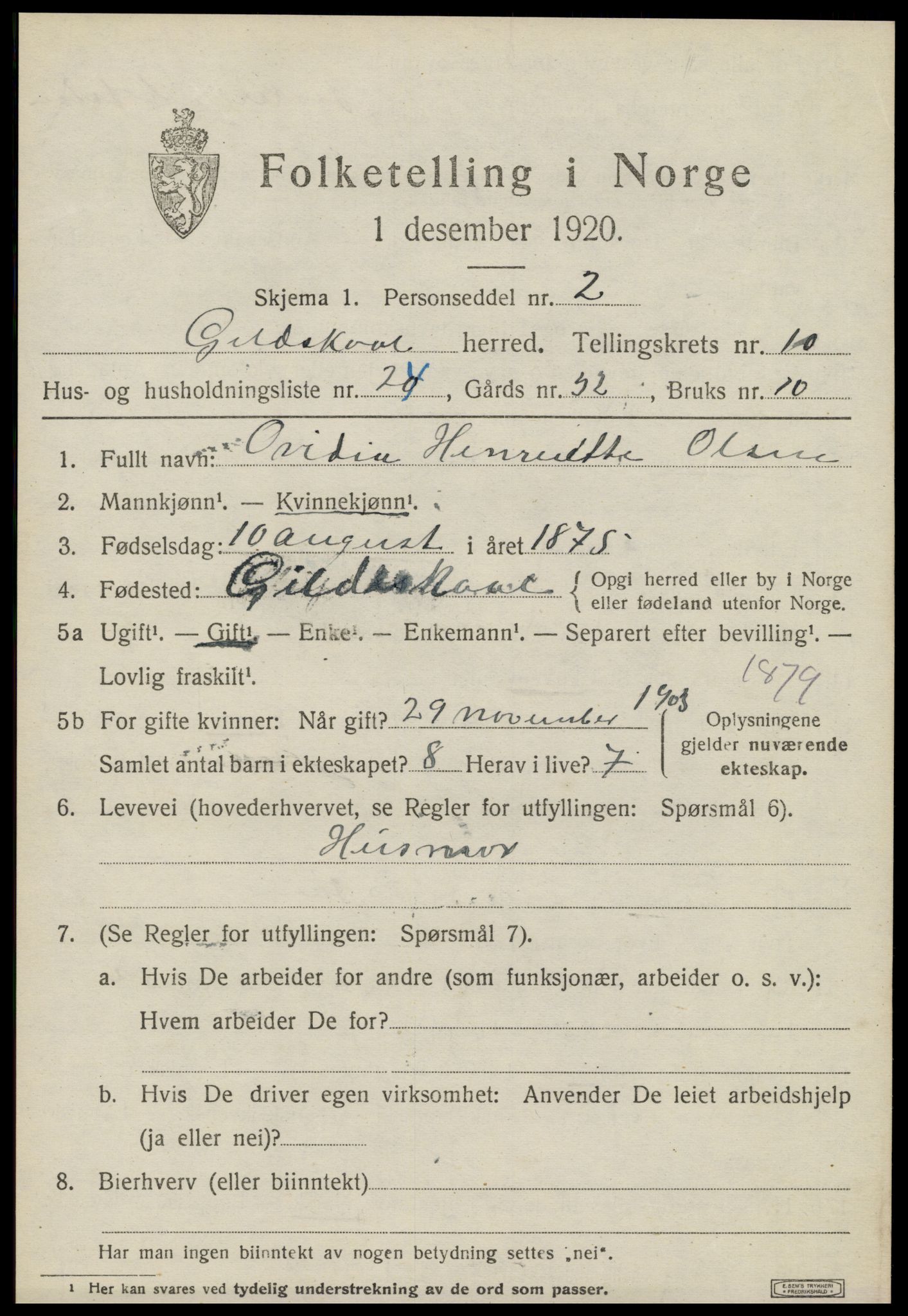 SAT, Folketelling 1920 for 1838 Gildeskål herred, 1920, s. 6384