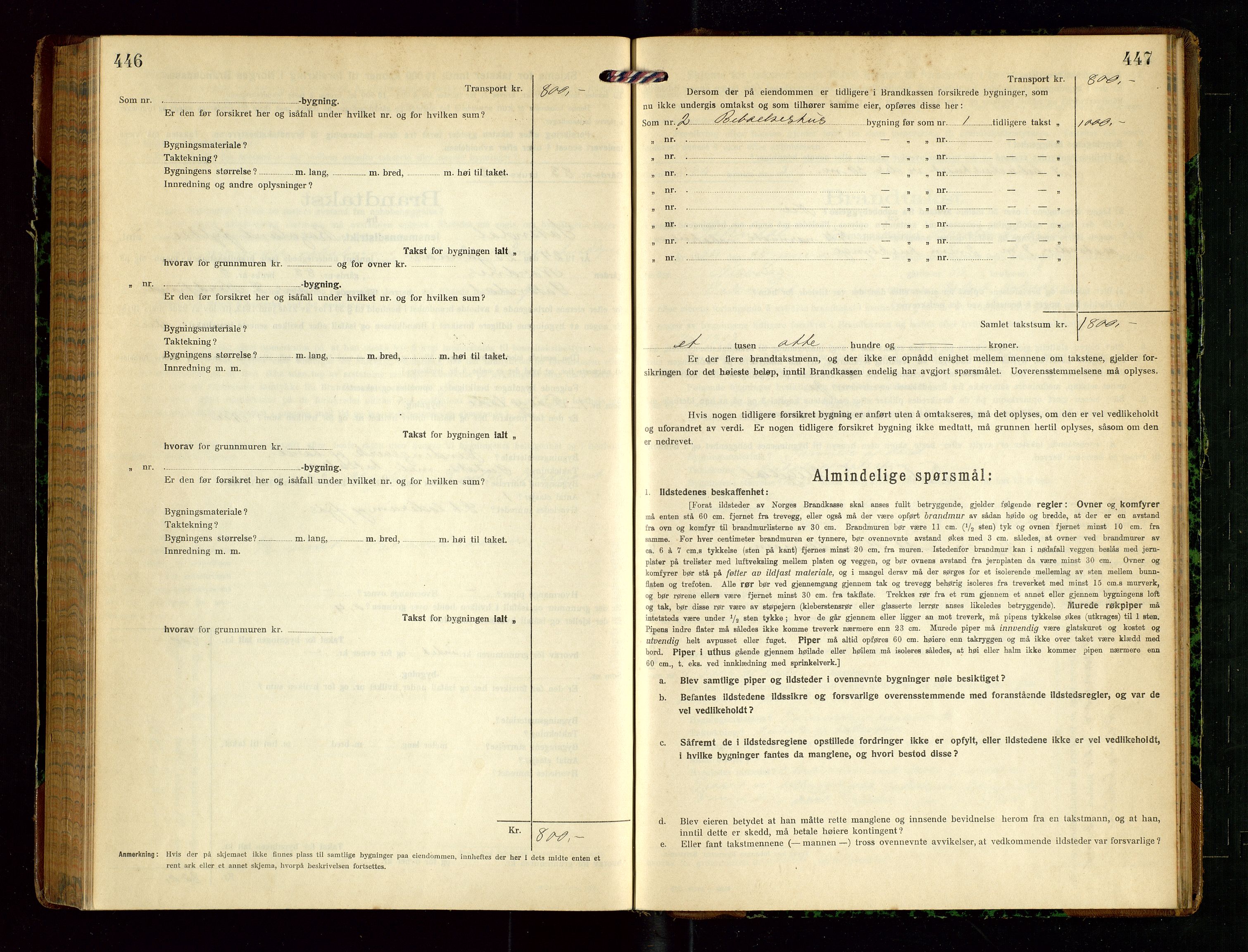 Sokndal lensmannskontor, SAST/A-100417/Gob/L0005: "Brandtakst-Protokol", 1920-1924, s. 446-447