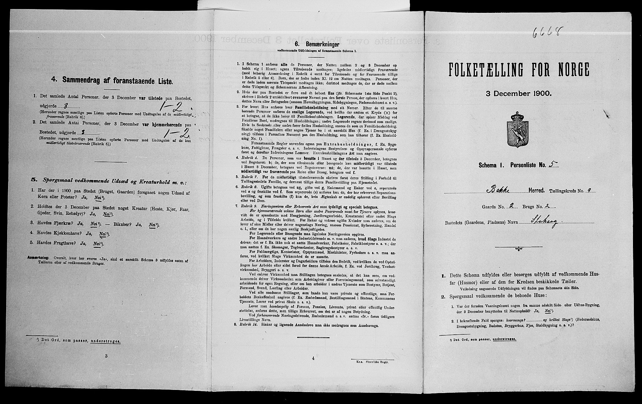 SAK, Folketelling 1900 for 1045 Bakke herred, 1900, s. 489