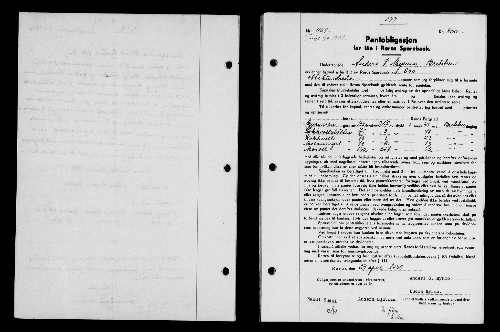 Gauldal sorenskriveri, SAT/A-0014/1/2/2C/L0049: Pantebok nr. 53, 1938-1938, Dagboknr: 1169/1938