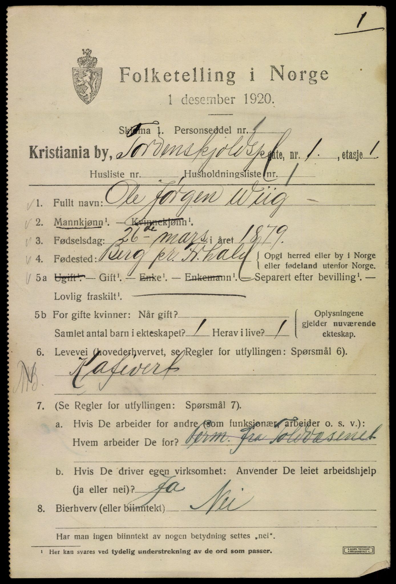 SAO, Folketelling 1920 for 0301 Kristiania kjøpstad, 1920, s. 589925