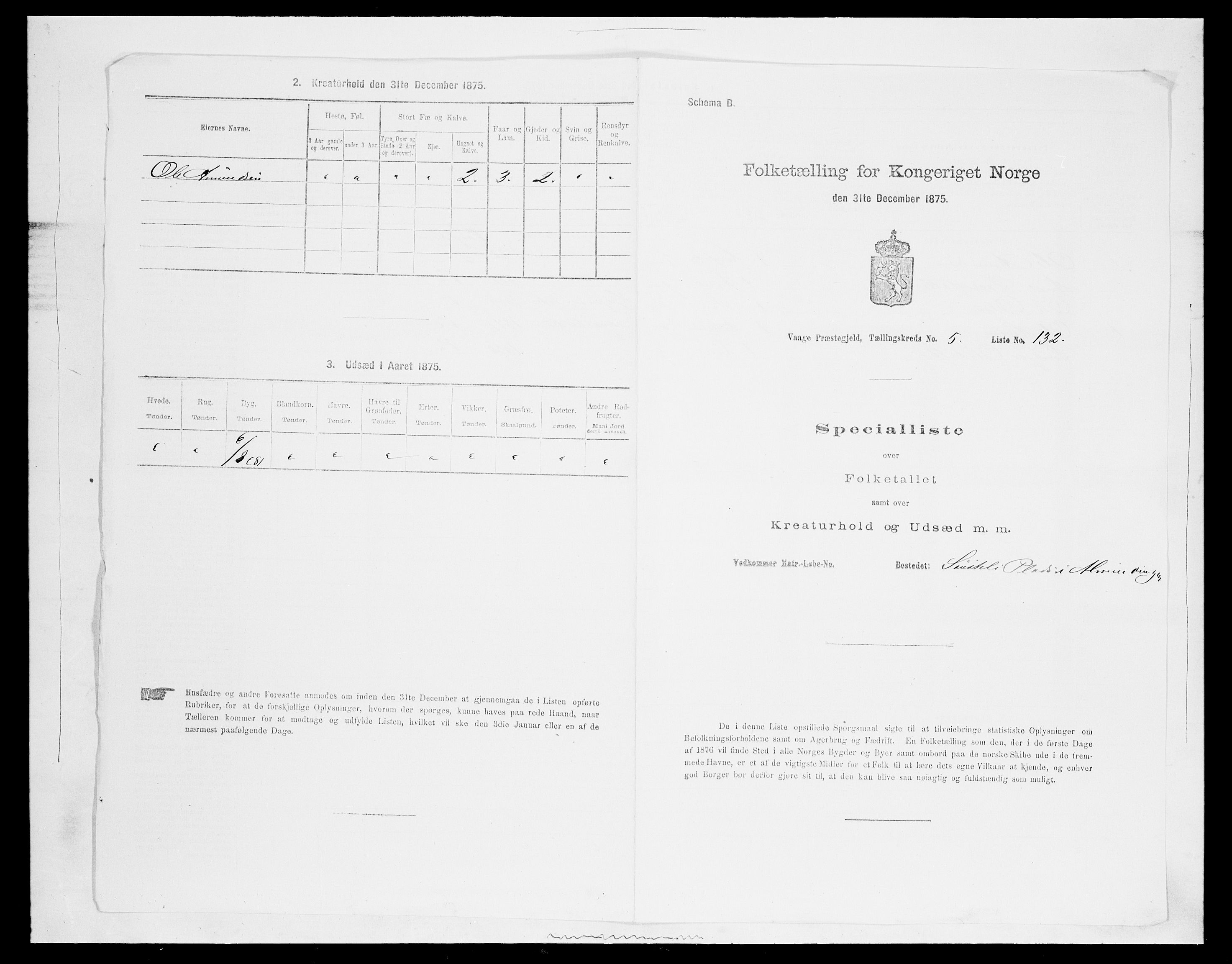 SAH, Folketelling 1875 for 0515P Vågå prestegjeld, 1875, s. 1120