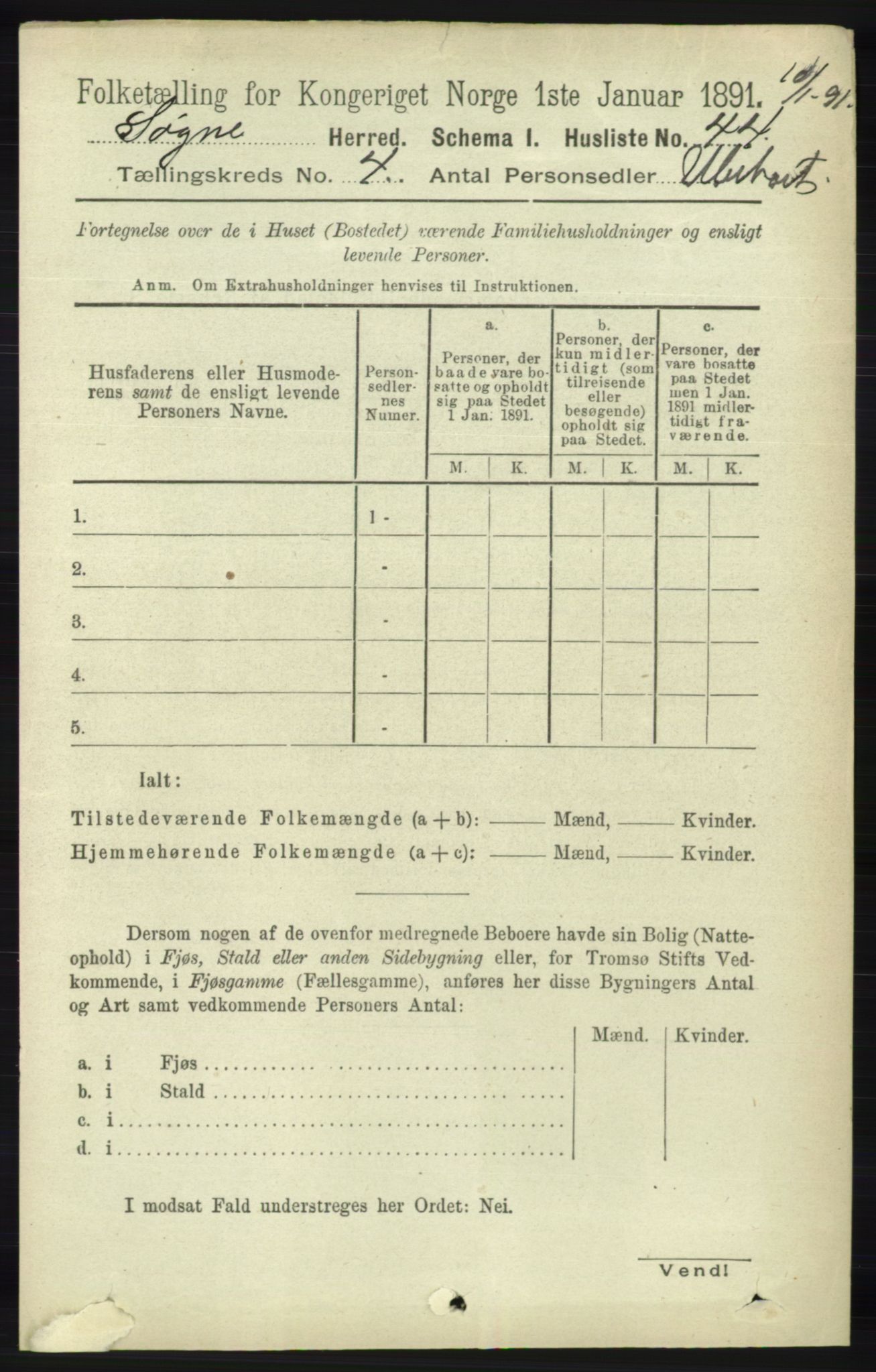 RA, Folketelling 1891 for 1018 Søgne herred, 1891, s. 627