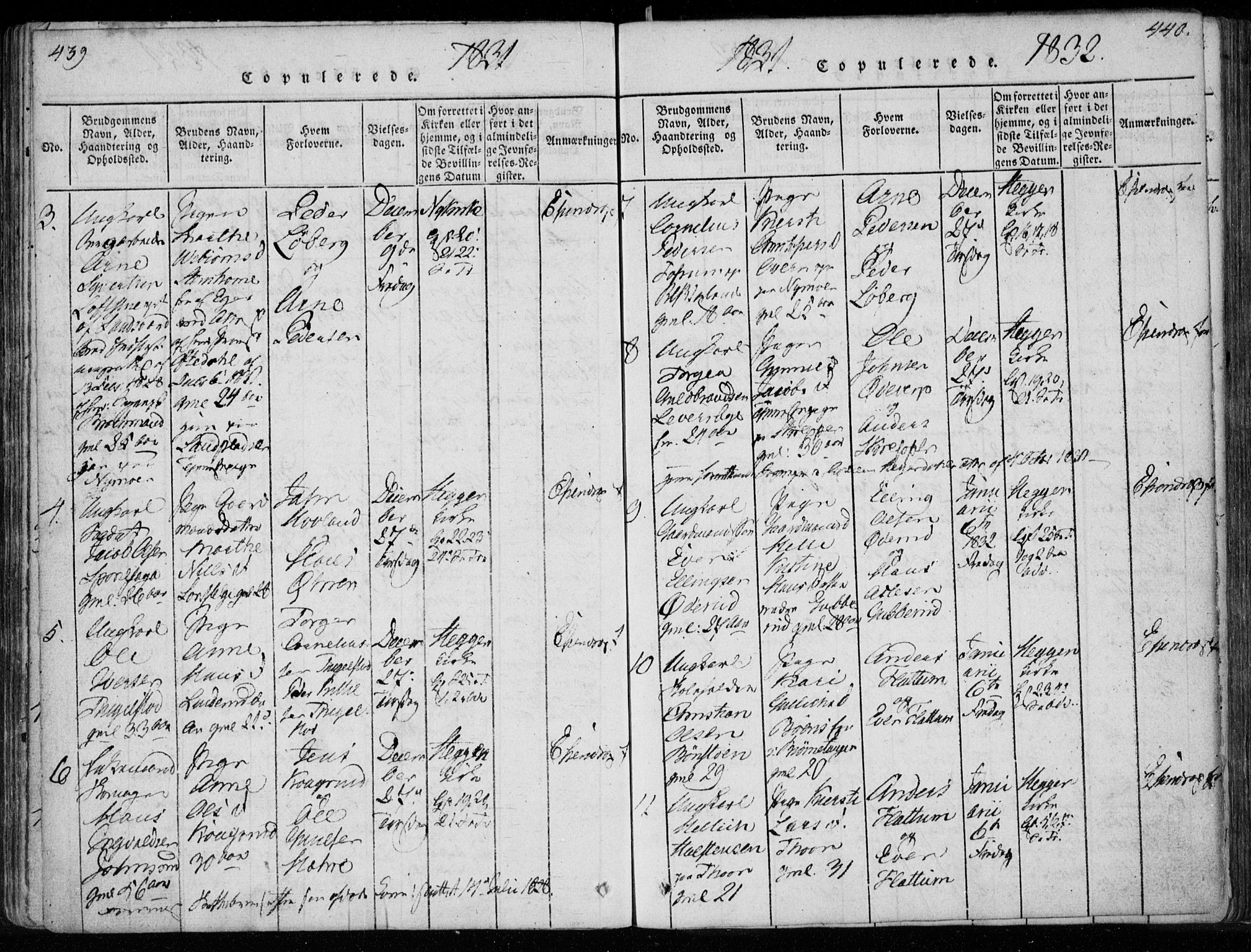 Modum kirkebøker, AV/SAKO-A-234/F/Fa/L0005: Ministerialbok nr. 5, 1824-1841, s. 439-440