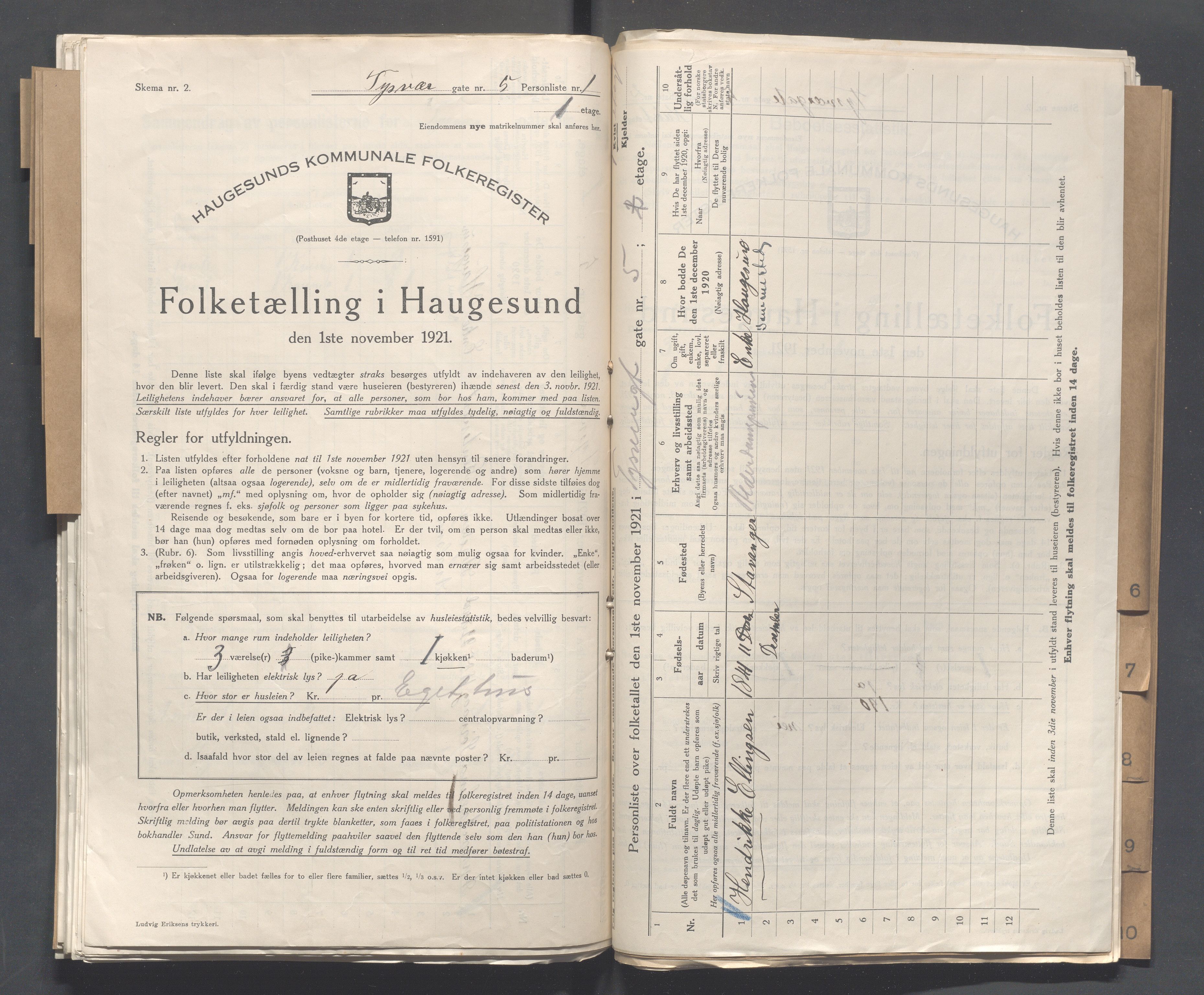 IKAR, Kommunal folketelling 1.11.1921 for Haugesund, 1921, s. 5488