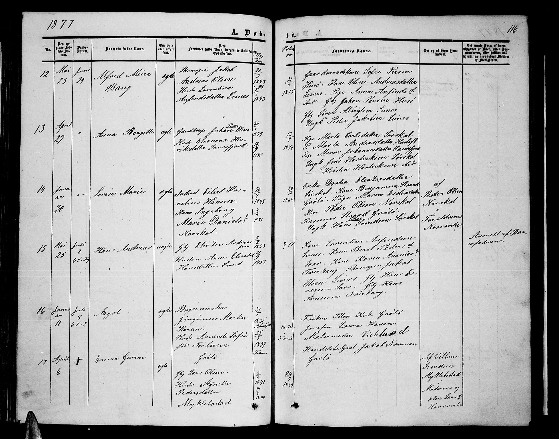 Ministerialprotokoller, klokkerbøker og fødselsregistre - Nordland, AV/SAT-A-1459/857/L0827: Klokkerbok nr. 857C02, 1852-1879, s. 116