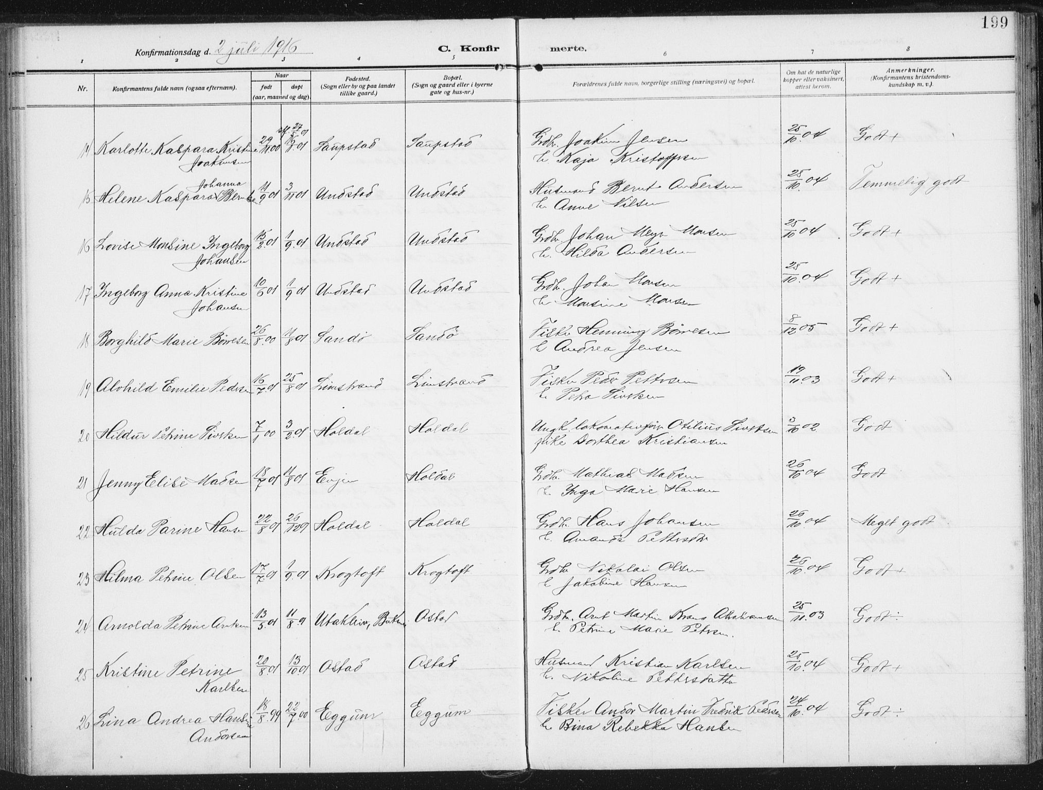 Ministerialprotokoller, klokkerbøker og fødselsregistre - Nordland, AV/SAT-A-1459/880/L1135: Ministerialbok nr. 880A09, 1908-1919, s. 199