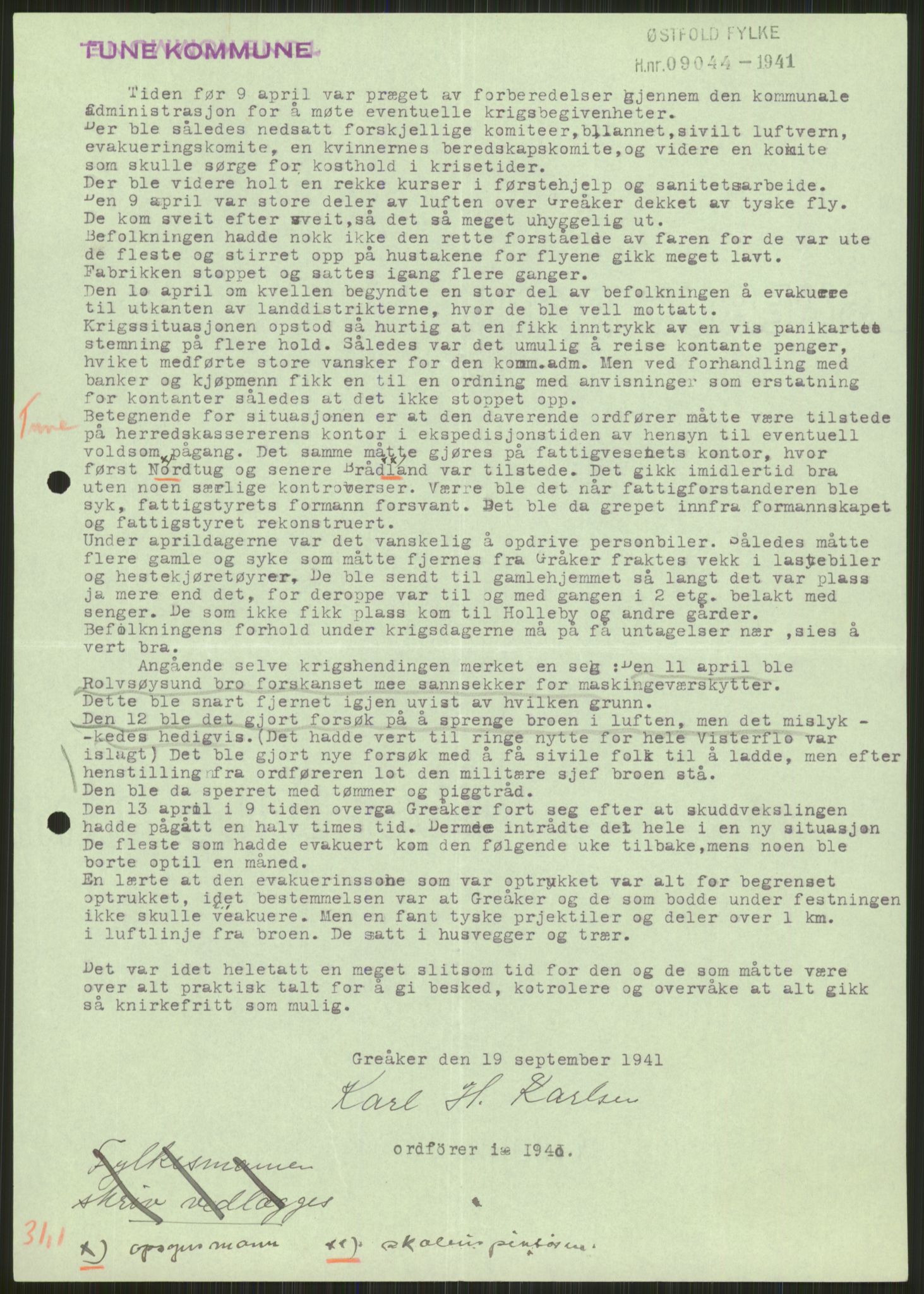 Forsvaret, Forsvarets krigshistoriske avdeling, AV/RA-RAFA-2017/Y/Ya/L0013: II-C-11-31 - Fylkesmenn.  Rapporter om krigsbegivenhetene 1940., 1940, s. 196