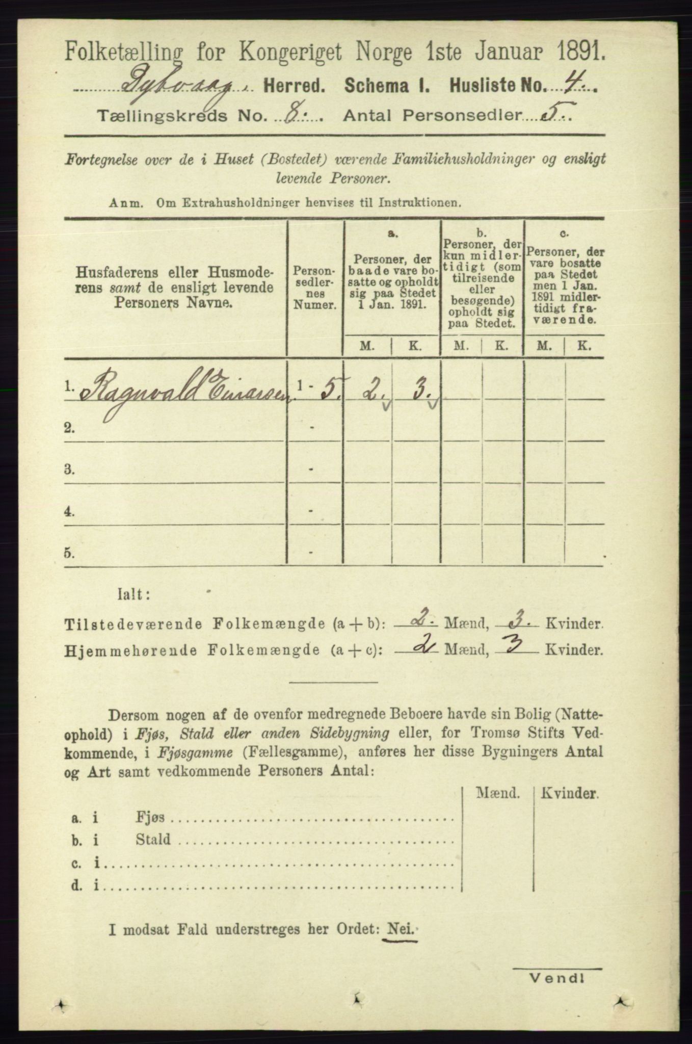 RA, Folketelling 1891 for 0915 Dypvåg herred, 1891, s. 2646