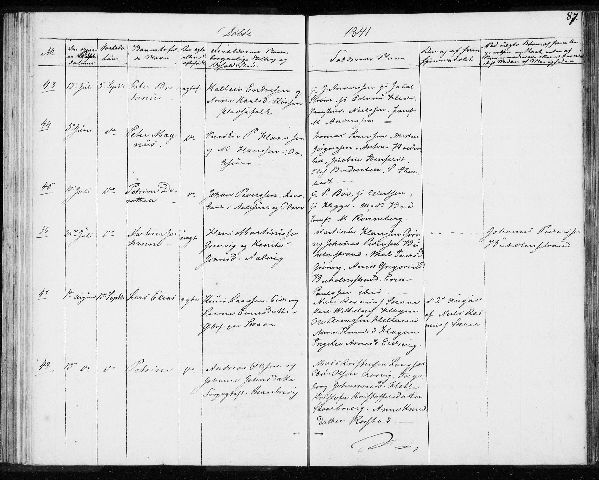 Ministerialprotokoller, klokkerbøker og fødselsregistre - Møre og Romsdal, AV/SAT-A-1454/528/L0414: Residerende kapellans bok nr. 528B02, 1833-1844, s. 87