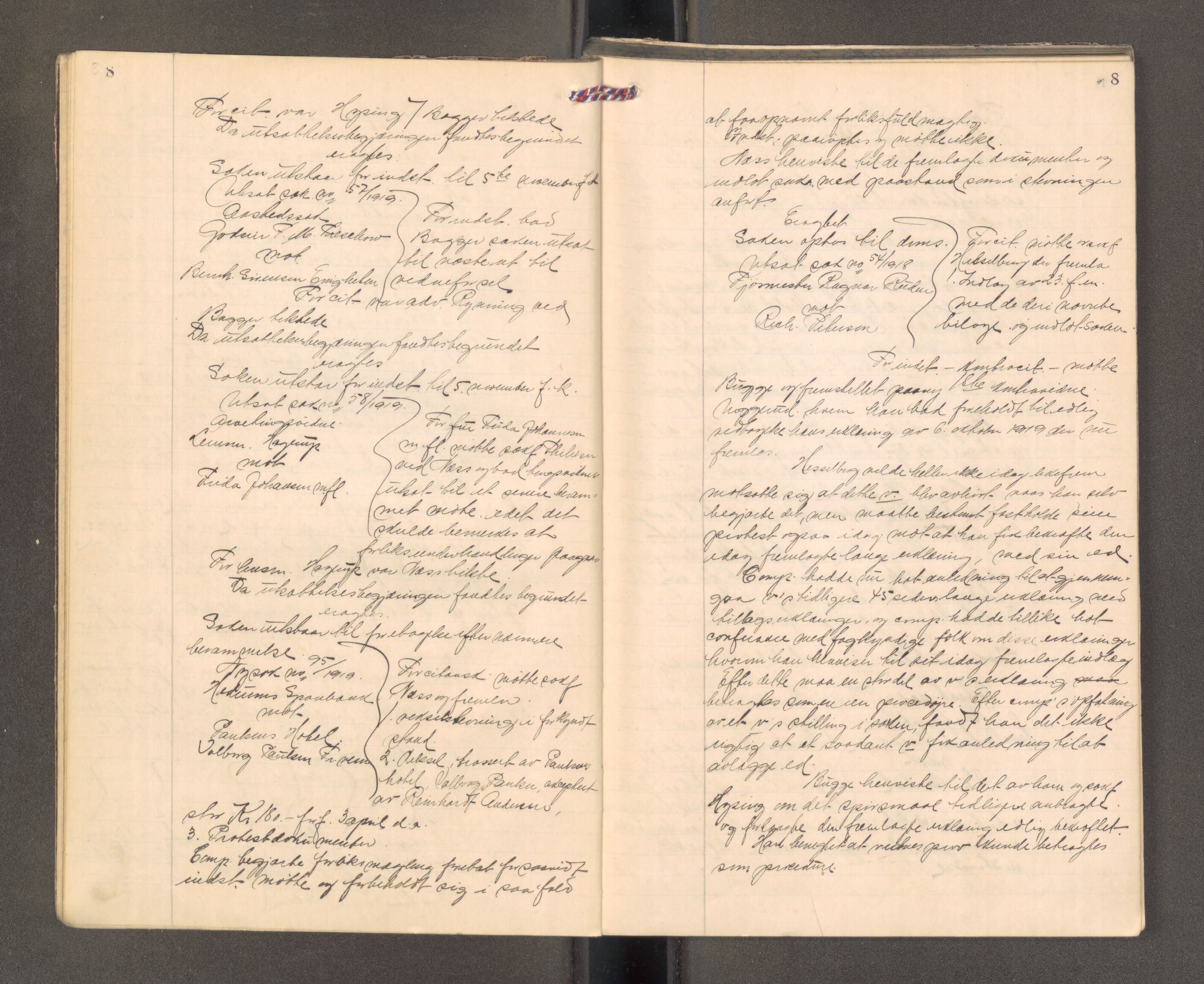 Larvik sorenskriveri, AV/SAKO-A-83/F/Fa/L0065: Tingbok, 1919-1920, s. 8