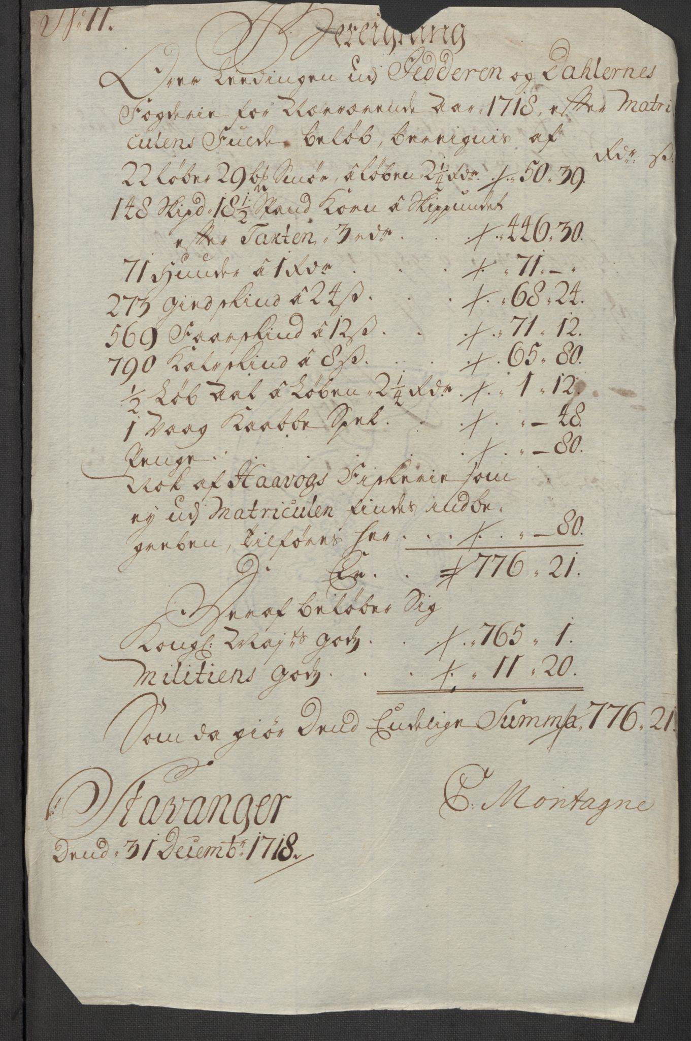Rentekammeret inntil 1814, Reviderte regnskaper, Fogderegnskap, RA/EA-4092/R46/L2743: Fogderegnskap Jæren og Dalane, 1718, s. 101