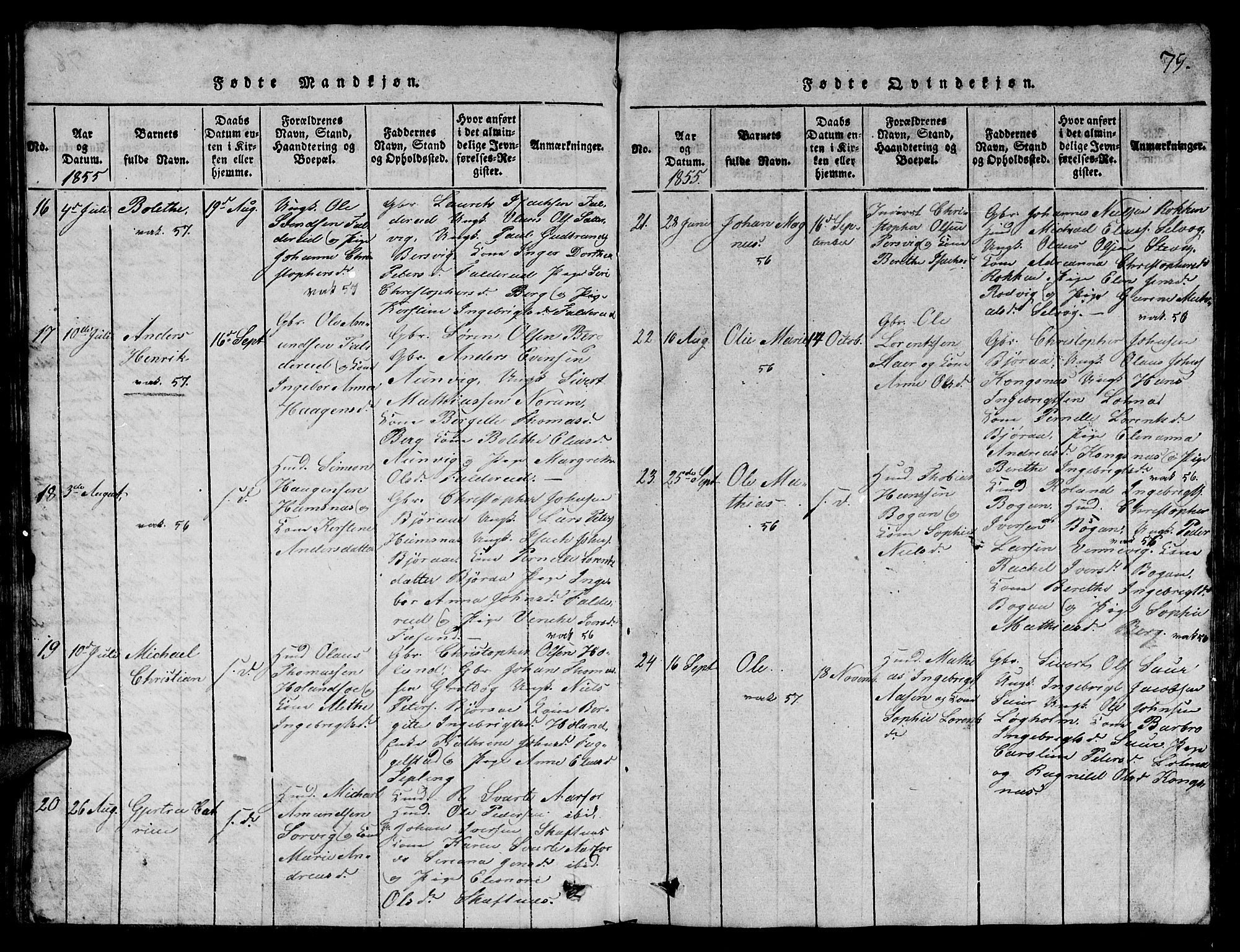Ministerialprotokoller, klokkerbøker og fødselsregistre - Nord-Trøndelag, SAT/A-1458/780/L0648: Klokkerbok nr. 780C01 /3, 1815-1877, s. 79