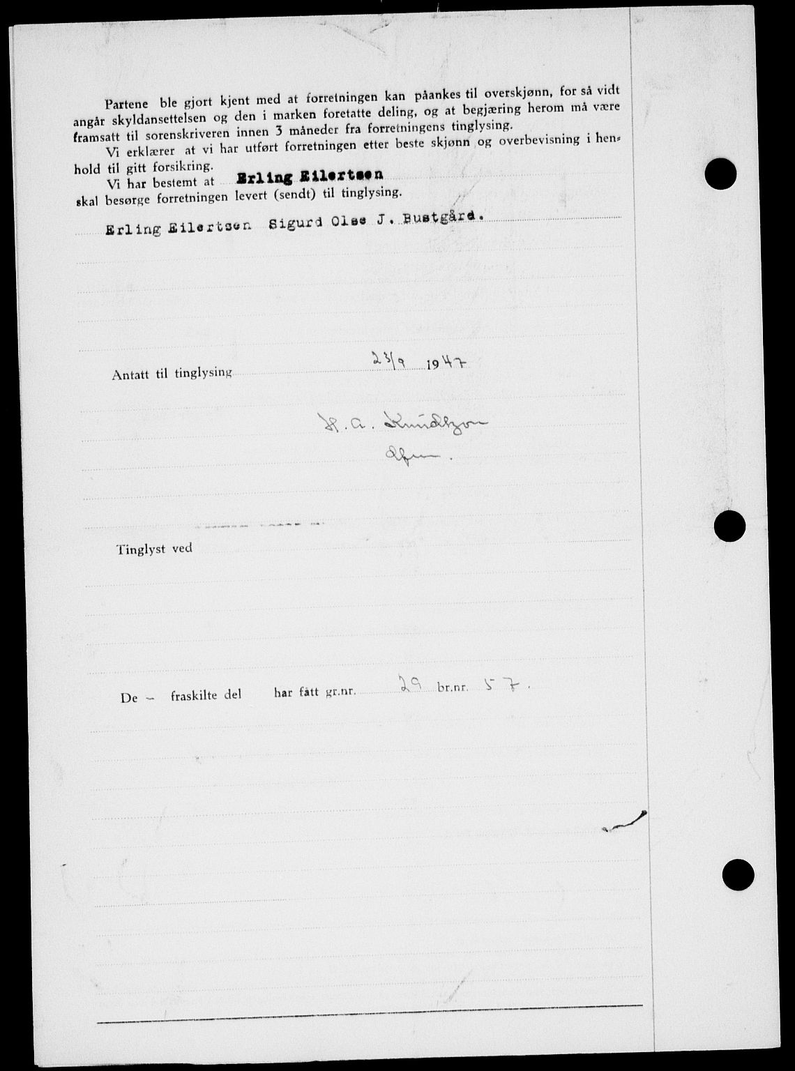 Onsøy sorenskriveri, SAO/A-10474/G/Ga/Gab/L0021: Pantebok nr. II A-21, 1947-1947, Dagboknr: 2515/1947