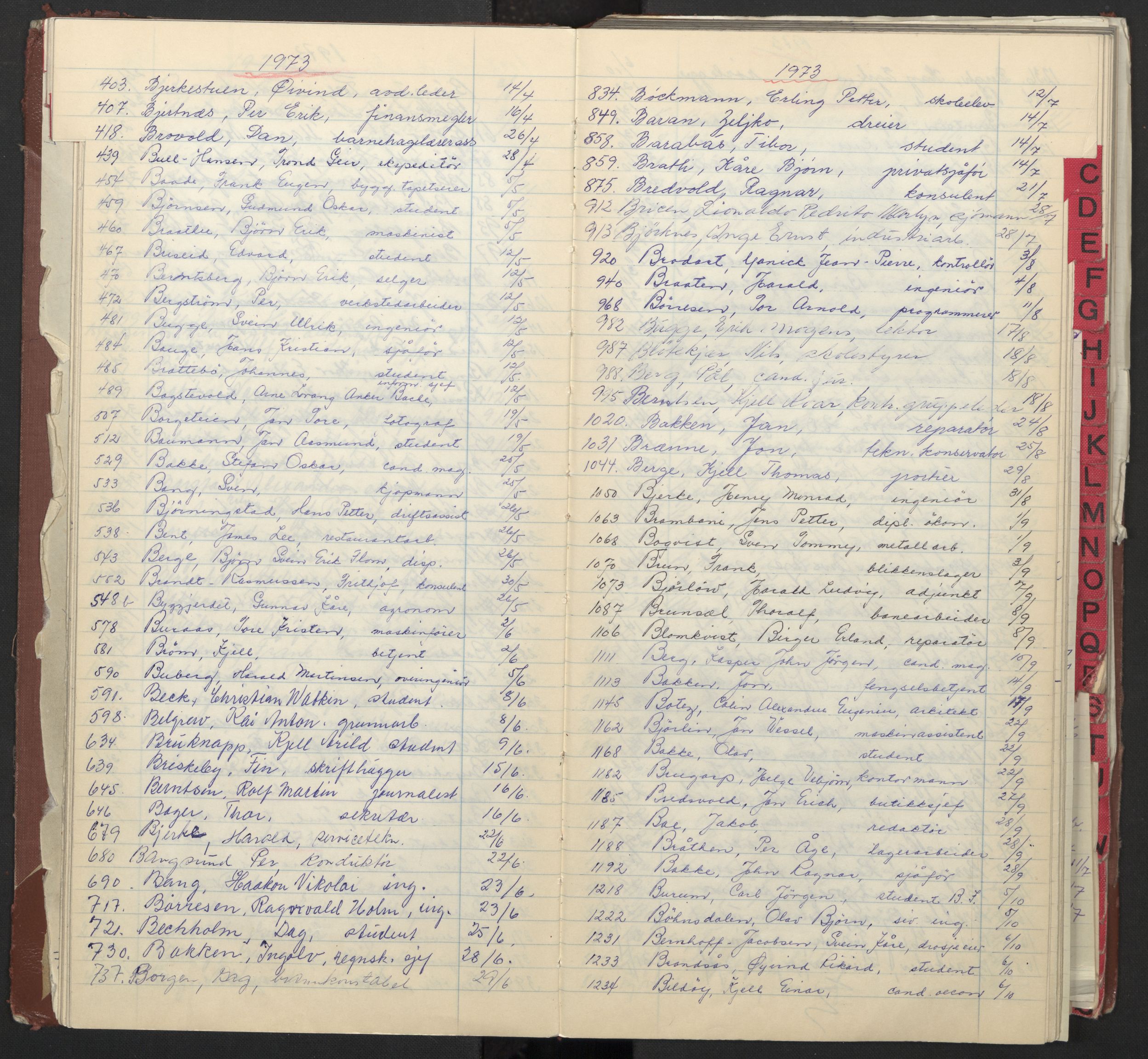 Oslo byfogd avd. I, AV/SAO-A-10220/L/La/L0012: Vigselsregister, 1969-1974, s. 23