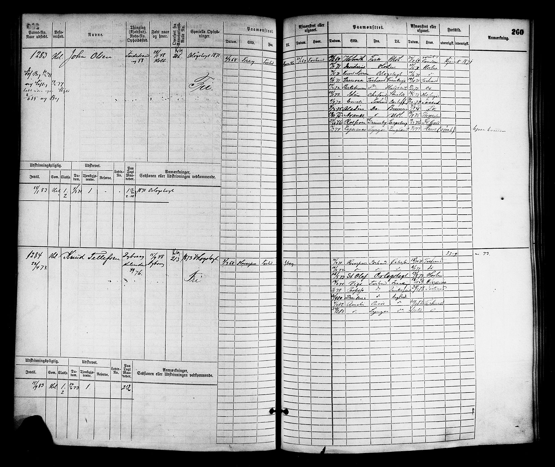 Tvedestrand mønstringskrets, AV/SAK-2031-0011/F/Fb/L0002: Hovedrulle nr 767-1528, R-3, 1868-1900, s. 264