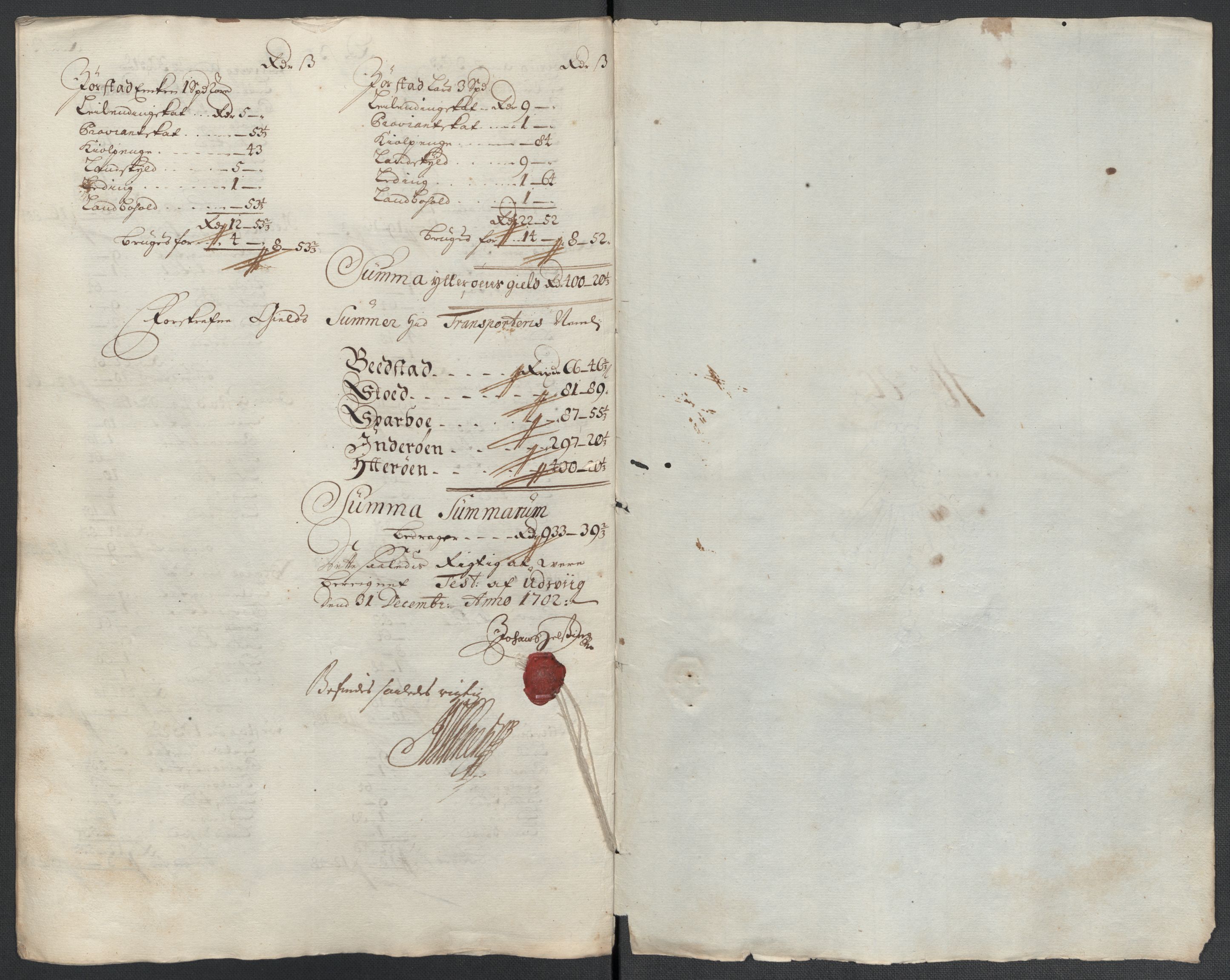 Rentekammeret inntil 1814, Reviderte regnskaper, Fogderegnskap, AV/RA-EA-4092/R63/L4312: Fogderegnskap Inderøy, 1701-1702, s. 433