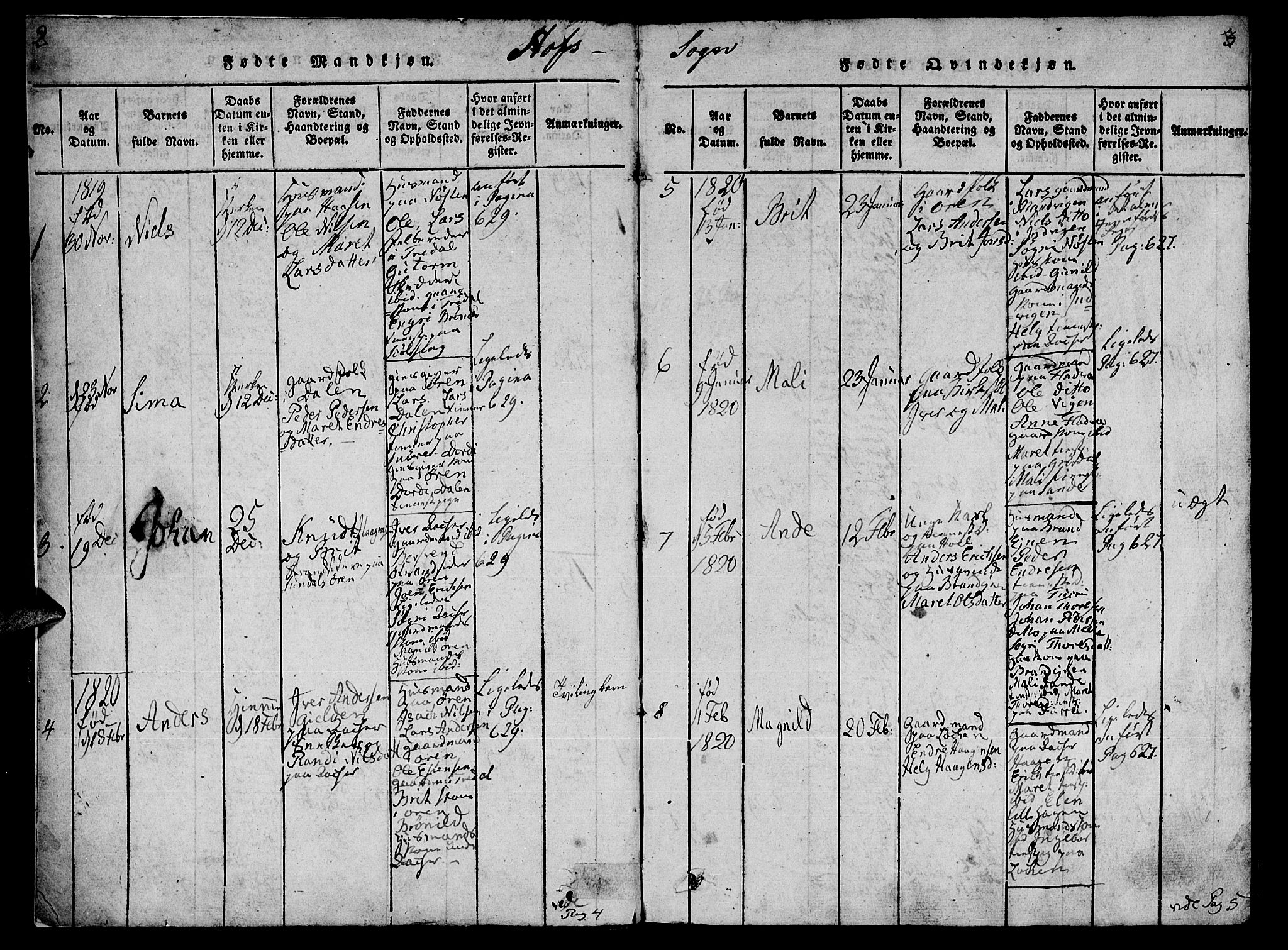 Ministerialprotokoller, klokkerbøker og fødselsregistre - Møre og Romsdal, SAT/A-1454/590/L1009: Ministerialbok nr. 590A03 /1, 1819-1832, s. 2-3