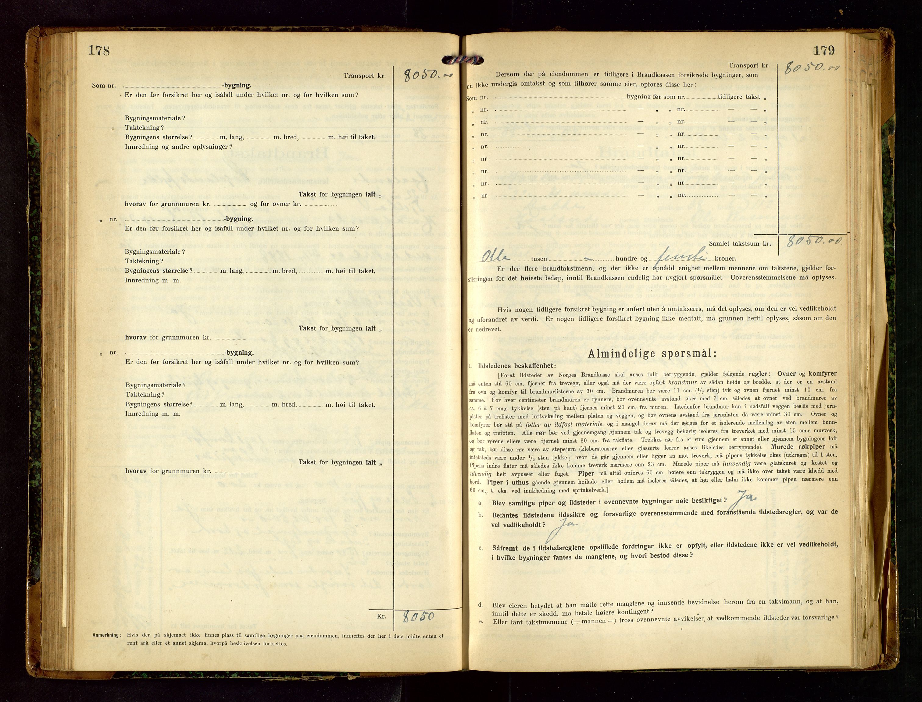 Håland lensmannskontor, AV/SAST-A-100100/Gob/L0007: Branntakstprotokoll - skjematakst. Register i boken., 1920-1925, s. 178-179