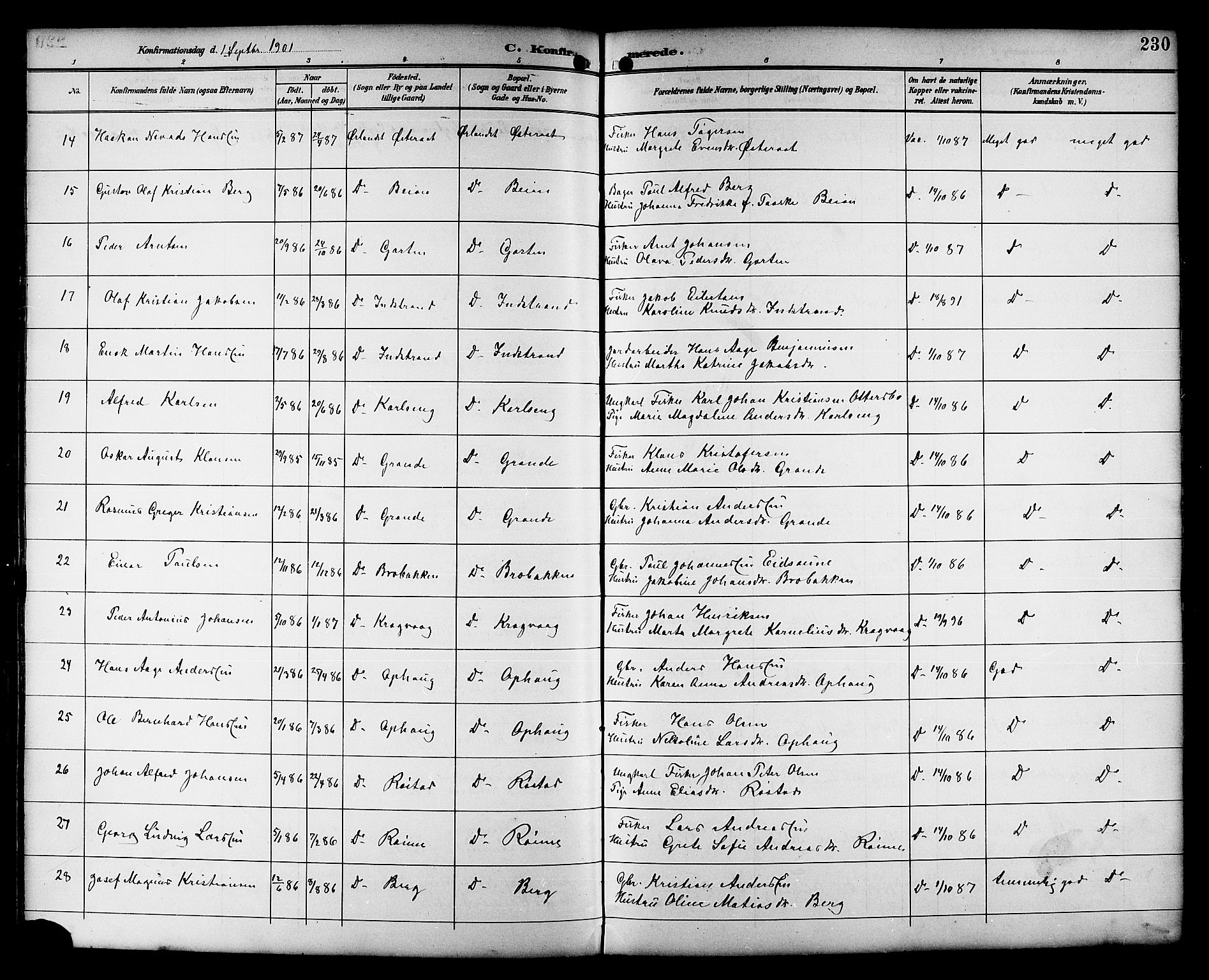 Ministerialprotokoller, klokkerbøker og fødselsregistre - Sør-Trøndelag, SAT/A-1456/659/L0746: Klokkerbok nr. 659C03, 1893-1912, s. 230