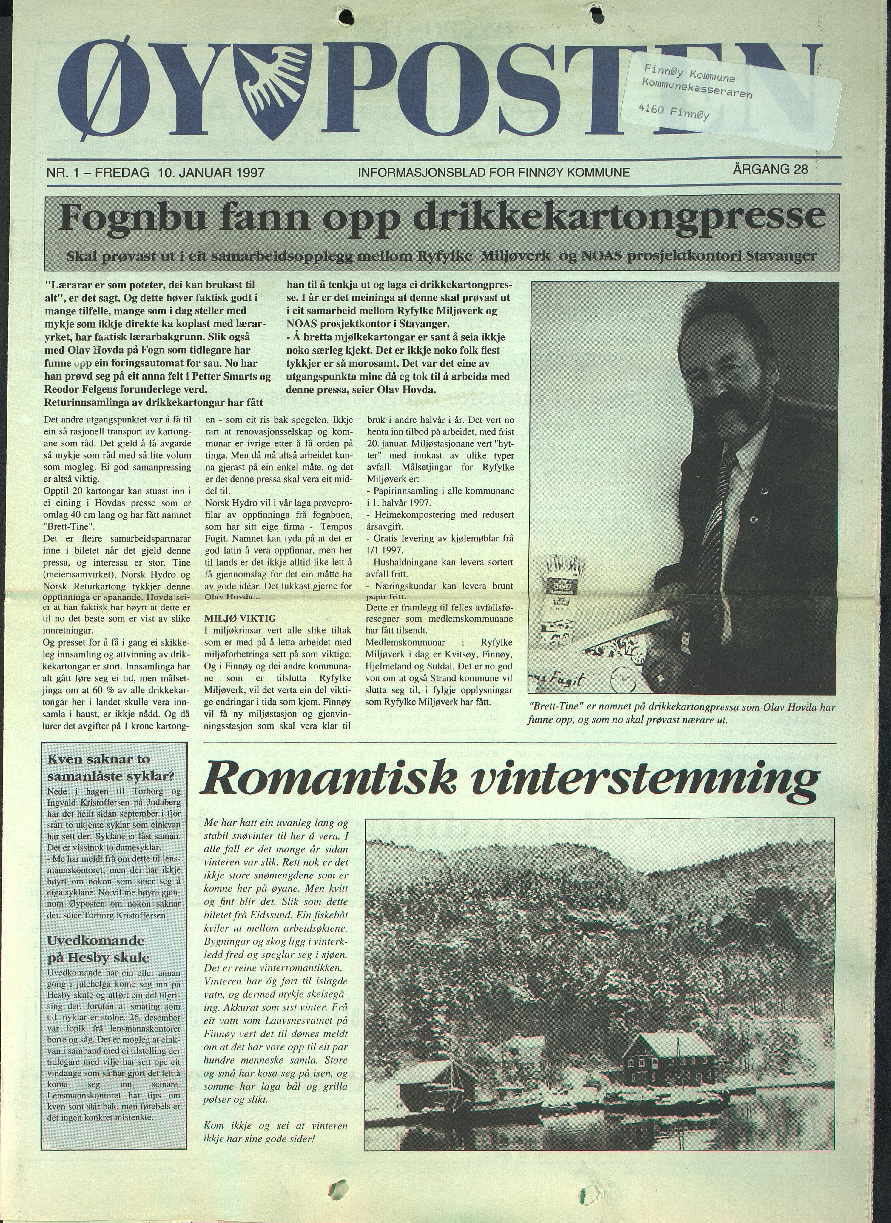 , Finnøy kommune, Øyposten, 1997, 1997