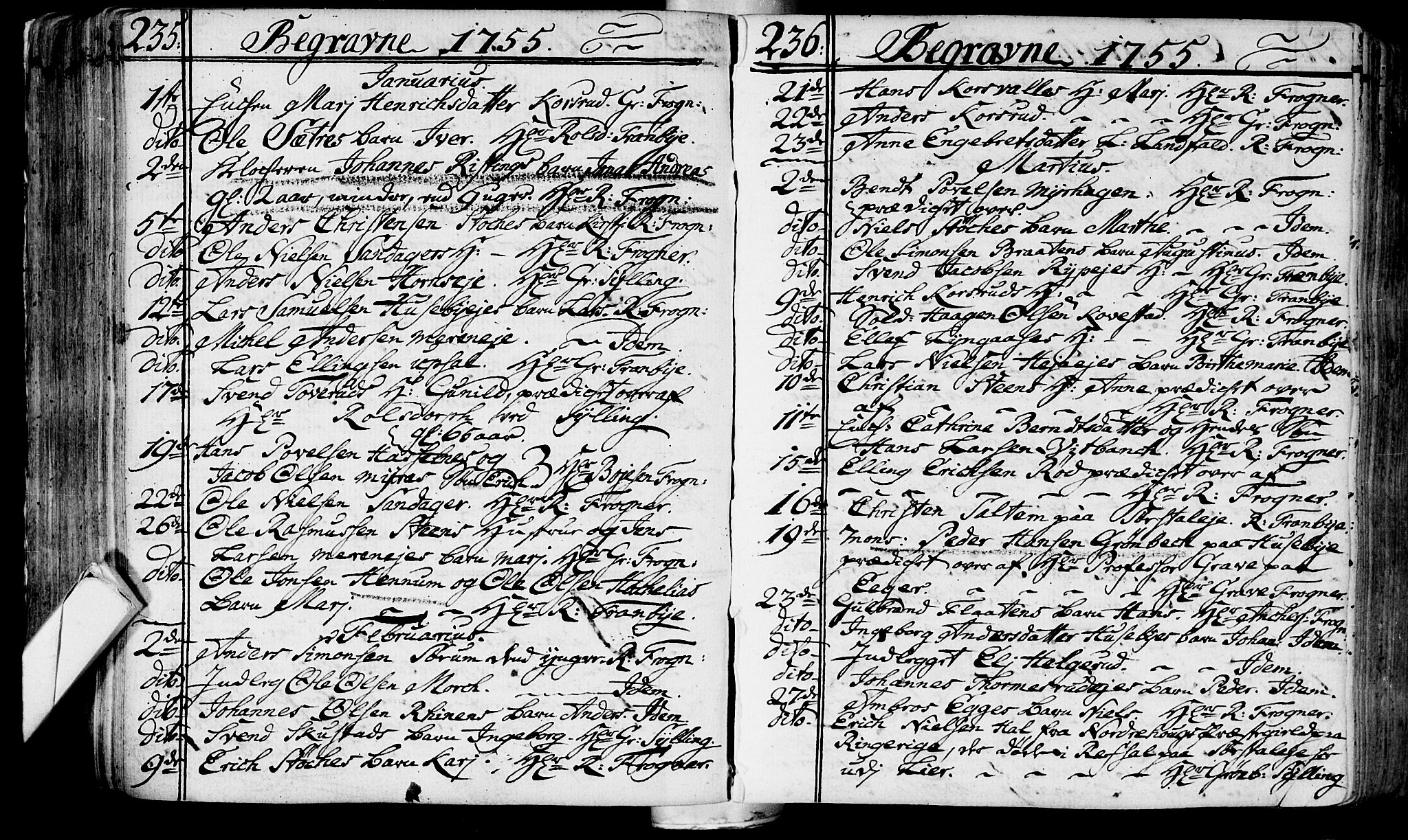 Lier kirkebøker, SAKO/A-230/F/Fa/L0004: Ministerialbok nr. I 4, 1749-1764, s. 235-236