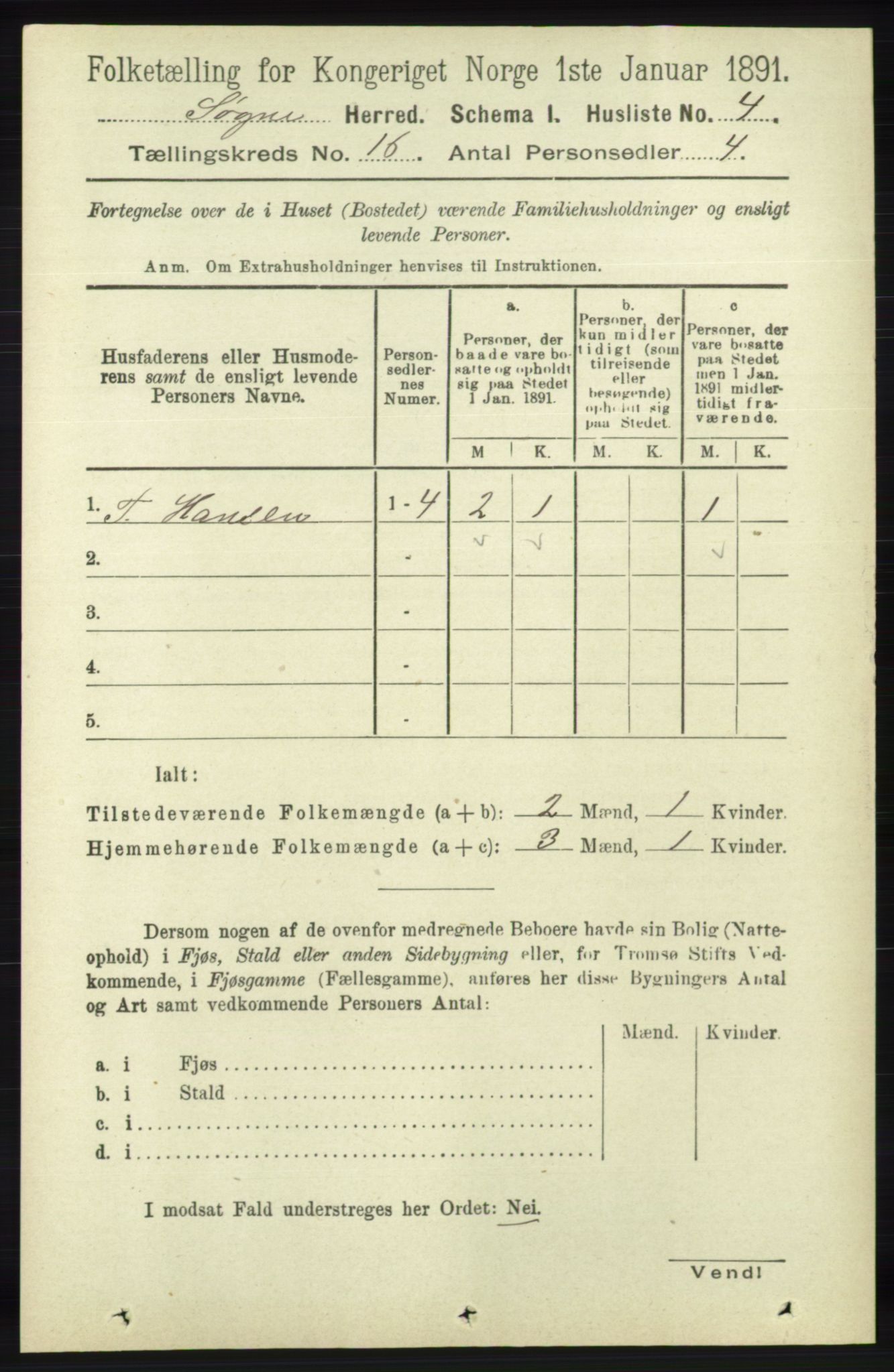 RA, Folketelling 1891 for 1018 Søgne herred, 1891, s. 4383