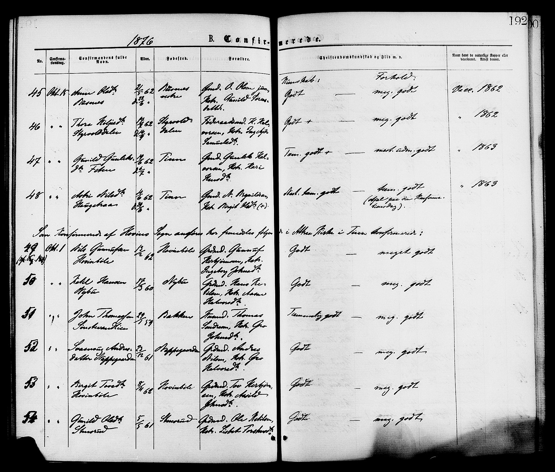 Gransherad kirkebøker, AV/SAKO-A-267/F/Fa/L0004: Ministerialbok nr. I 4, 1871-1886, s. 192