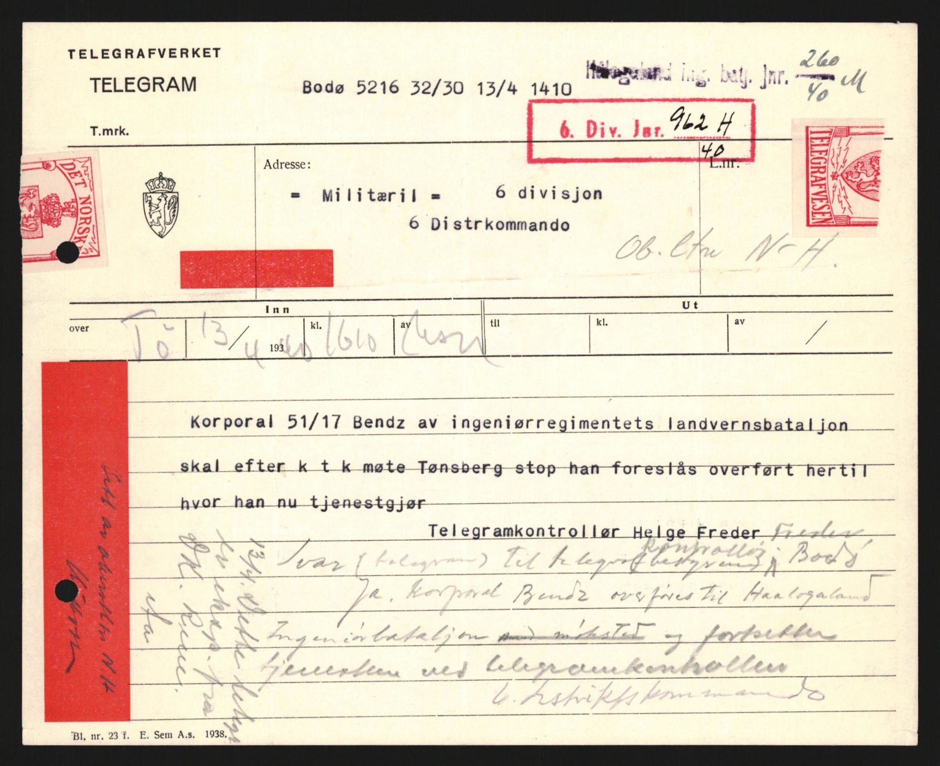 Forsvaret, Forsvarets krigshistoriske avdeling, AV/RA-RAFA-2017/Y/Yb/L0121: II-C-11-600  -  6. Divisjon med avdelinger, 1939-1940, s. 668