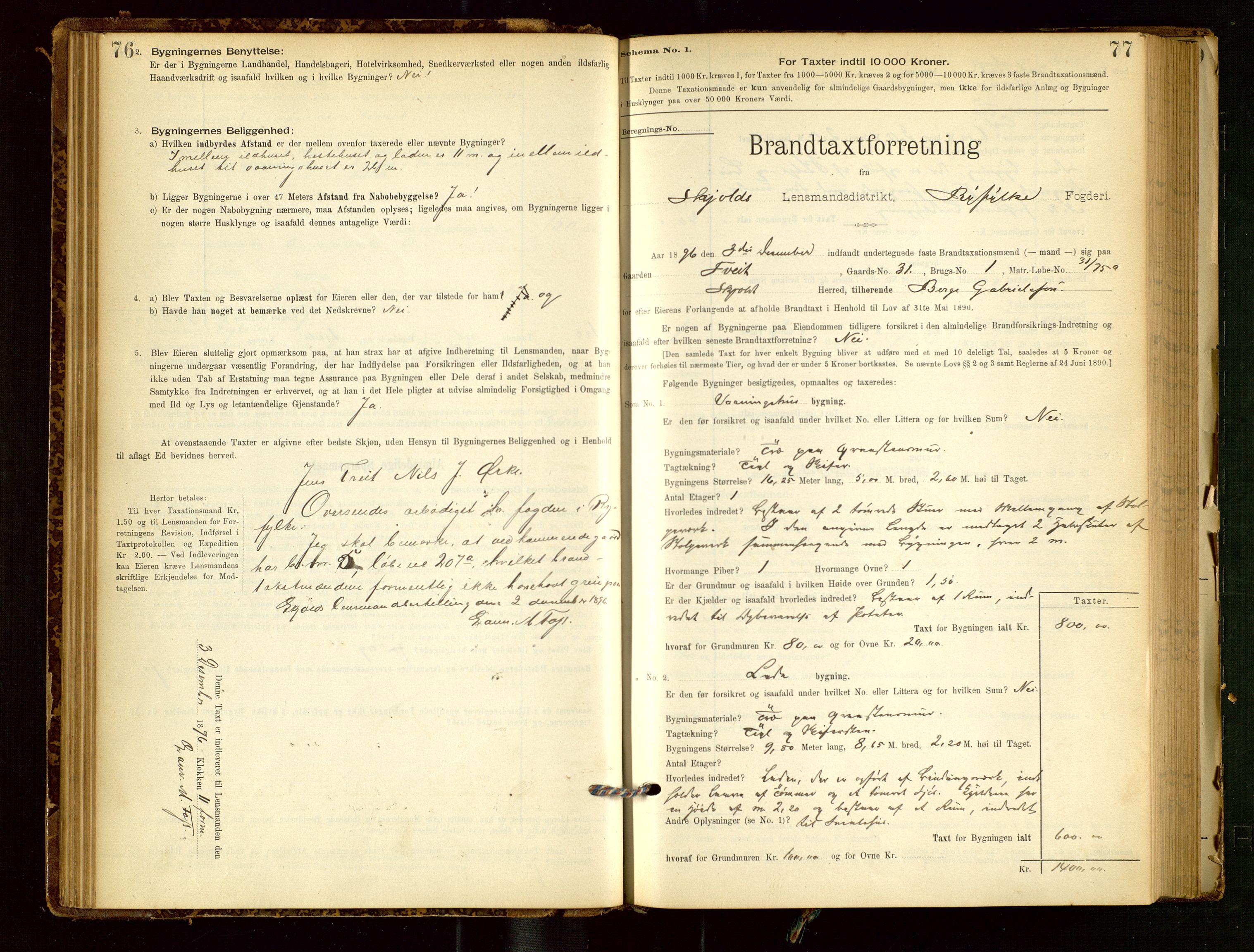 Skjold lensmannskontor, SAST/A-100182/Gob/L0001: "Brandtaxationsprotokol for Skjold Lensmandsdistrikt Ryfylke Fogderi", 1894-1939, s. 76-77