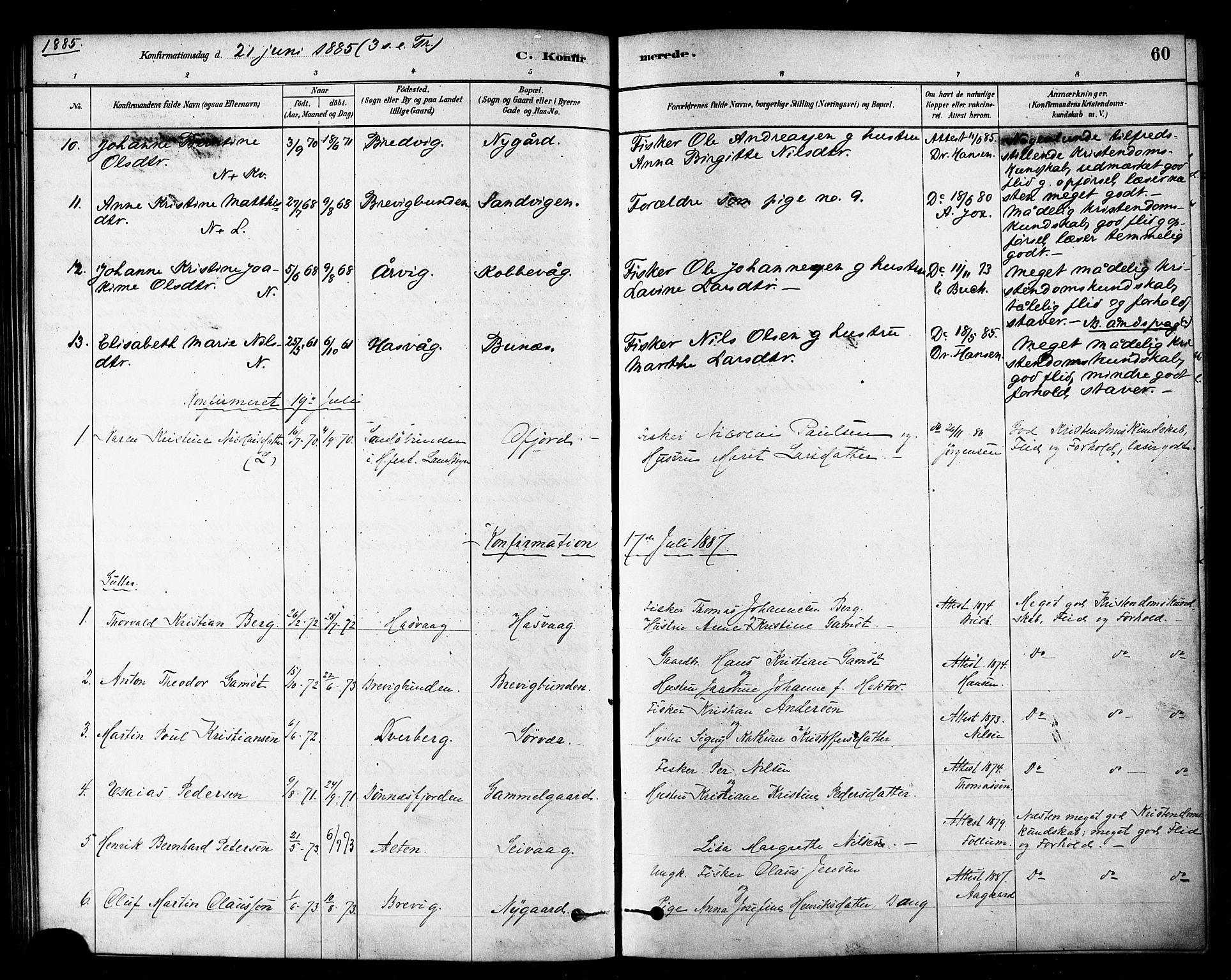 Loppa sokneprestkontor, AV/SATØ-S-1339/H/Ha/L0007kirke: Ministerialbok nr. 7, 1879-1889, s. 60