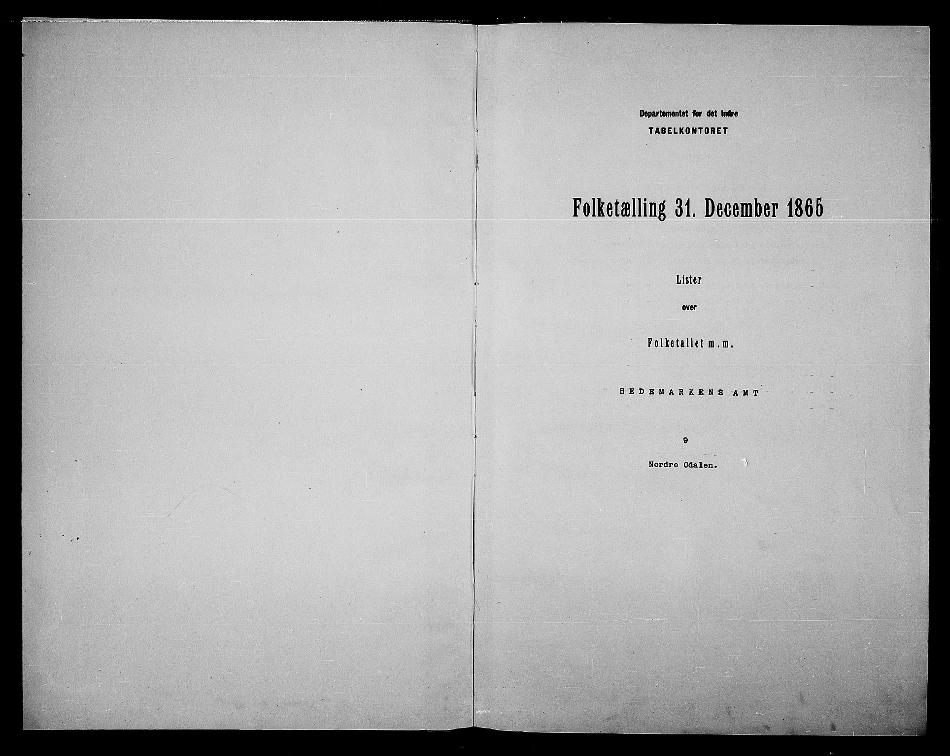 RA, Folketelling 1865 for 0418P Nord-Odal prestegjeld, 1865, s. 3