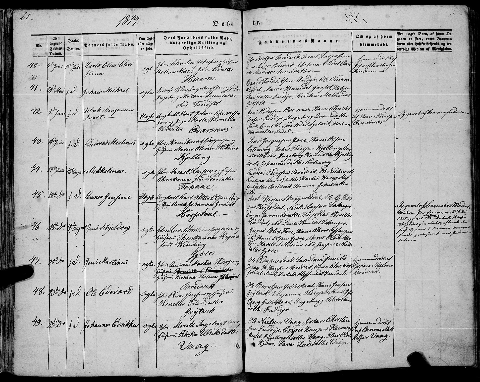 Ministerialprotokoller, klokkerbøker og fødselsregistre - Nordland, AV/SAT-A-1459/805/L0097: Ministerialbok nr. 805A04, 1837-1861, s. 62