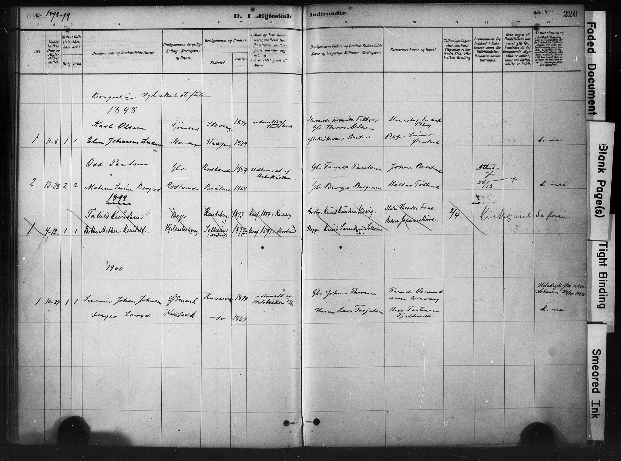 Hjelmeland sokneprestkontor, AV/SAST-A-101843/01/IV/L0014: Ministerialbok nr. A 14, 1879-1900, s. 220